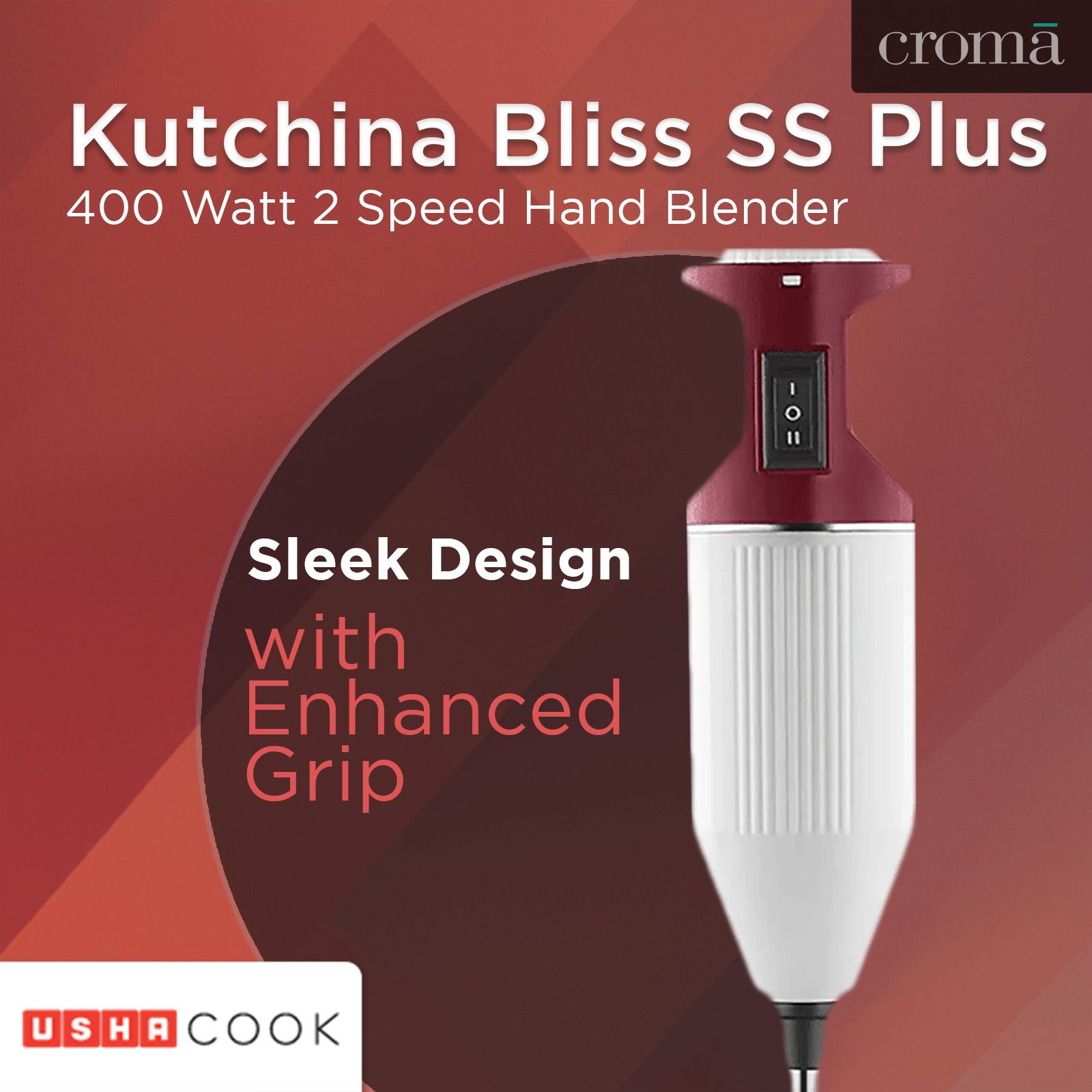 USHA Sure Blend 125 Watt 2 Speed Hand Blender with 3 Attachments (Shock Proof, Red/White)_17