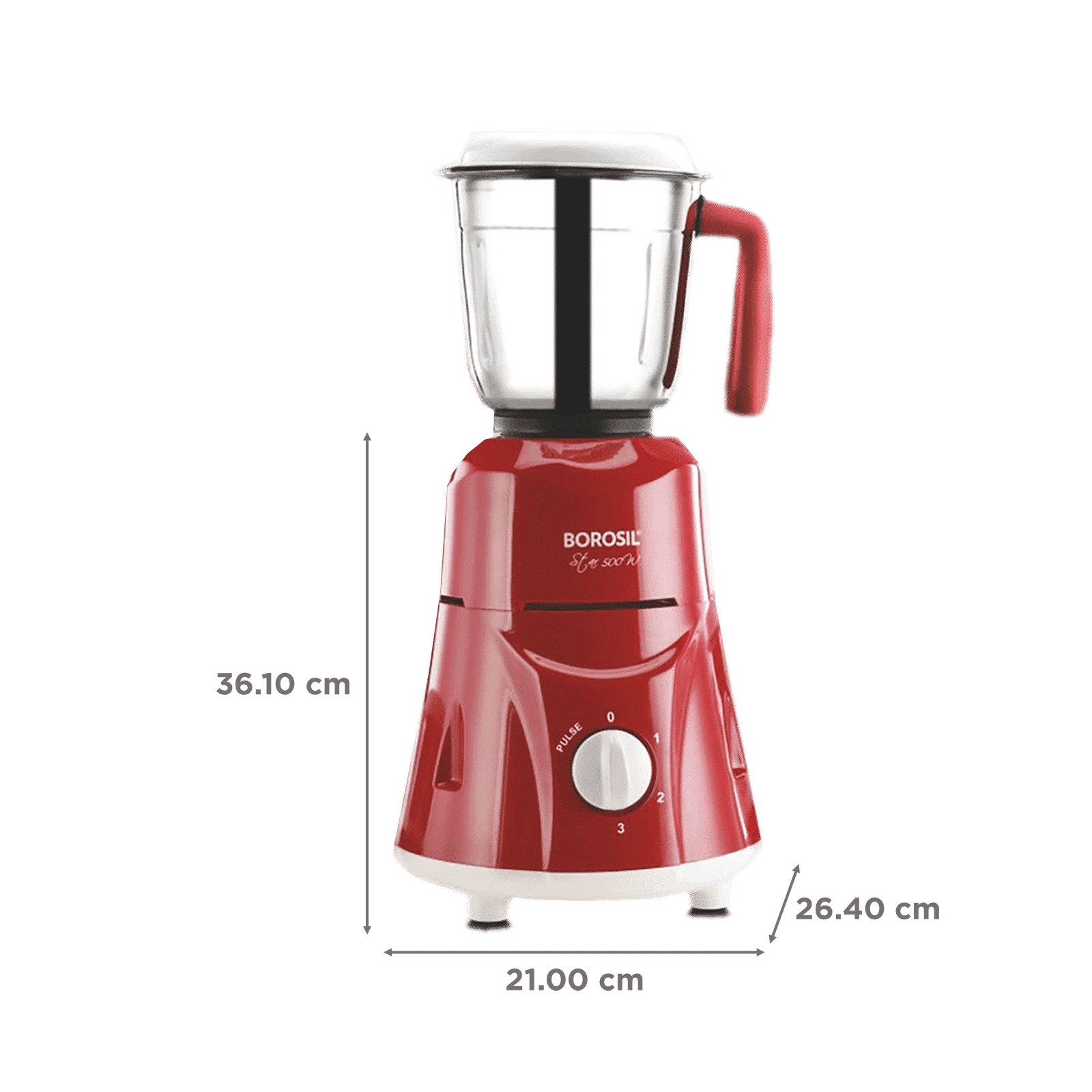 BOROSIL Star 500 Watt 3 Jars Mixer Grinder (20000 RPM, Pure Turbo motor, Maroon)_3