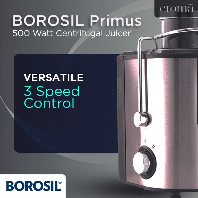 BOROSIL Primus 500 Watt Centrifugal Juicer (18000 RPM, Pure Copper Motor, Silver Cloud)_13