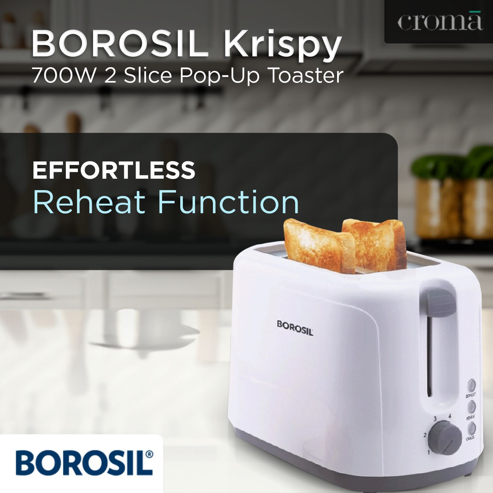 BOROSIL Krispy 700W 2 Slice Pop-Up Toaster with Temperature Control (White)_14