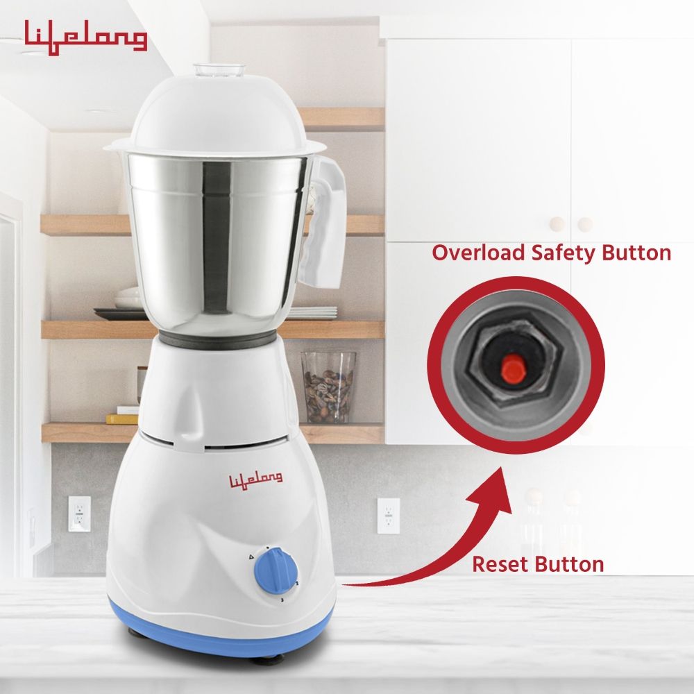 Lifelong Maxo 500 Watt 3 Jars Mixer Grinder (18000 RPM, Overload Protection, Blue) Lifelong Maxo 500 Watt 3 Jars Mixer Grinder (18000 RPM, Overload Protection, Blue)_9