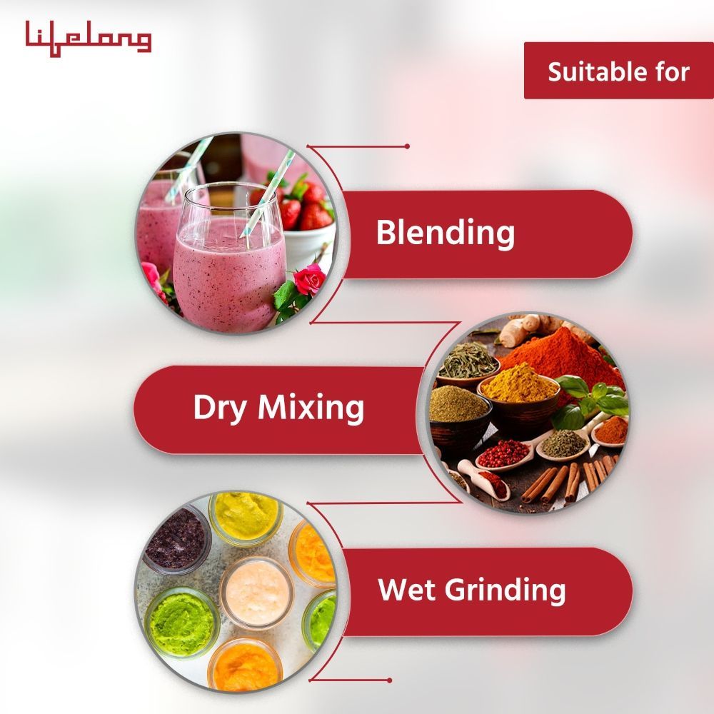 Lifelong Maxo 500 Watt 3 Jars Mixer Grinder (18000 RPM, Overload Protection, Blue) Lifelong Maxo 500 Watt 3 Jars Mixer Grinder (18000 RPM, Overload Protection, Blue)_13