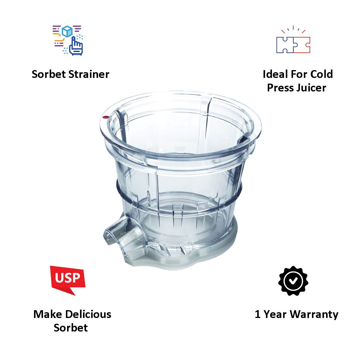 Kuvings Sorbet Strainer For Cold Press Juicer (Make Delicious Sorbet, KUVB17SOR, Transparent) Kuvings Sorbet Strainer For Cold Press Juicer (Make Delicious Sorbet, KUVB17SOR, Transparent)_3