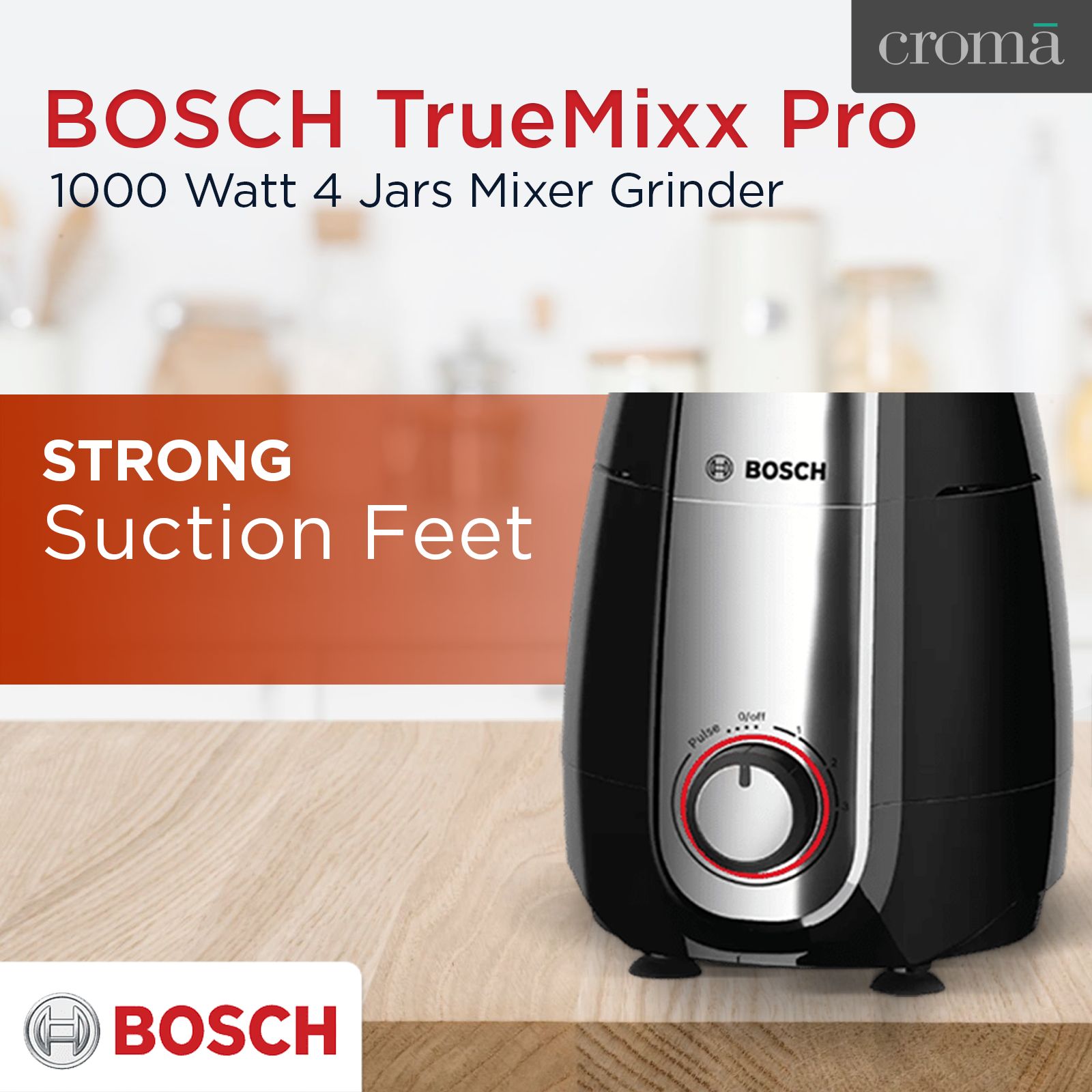 BOSCH TrueMixx Pro 1000 Watt 4 Jars Mixer Grinder (24000 RPM, Stone Pounding Technology, Black)_16