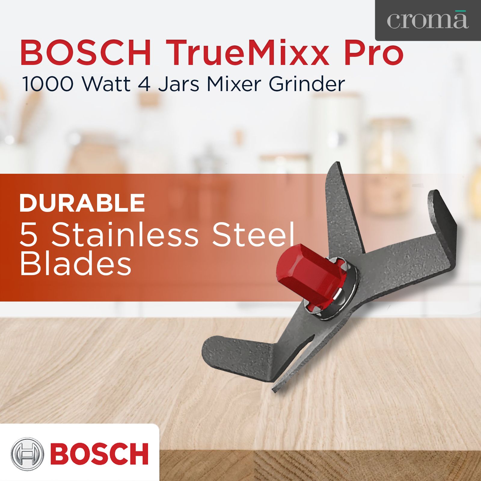 BOSCH TrueMixx Pro 1000 Watt 4 Jars Mixer Grinder (24000 RPM, Stone Pounding Technology, Black)_17