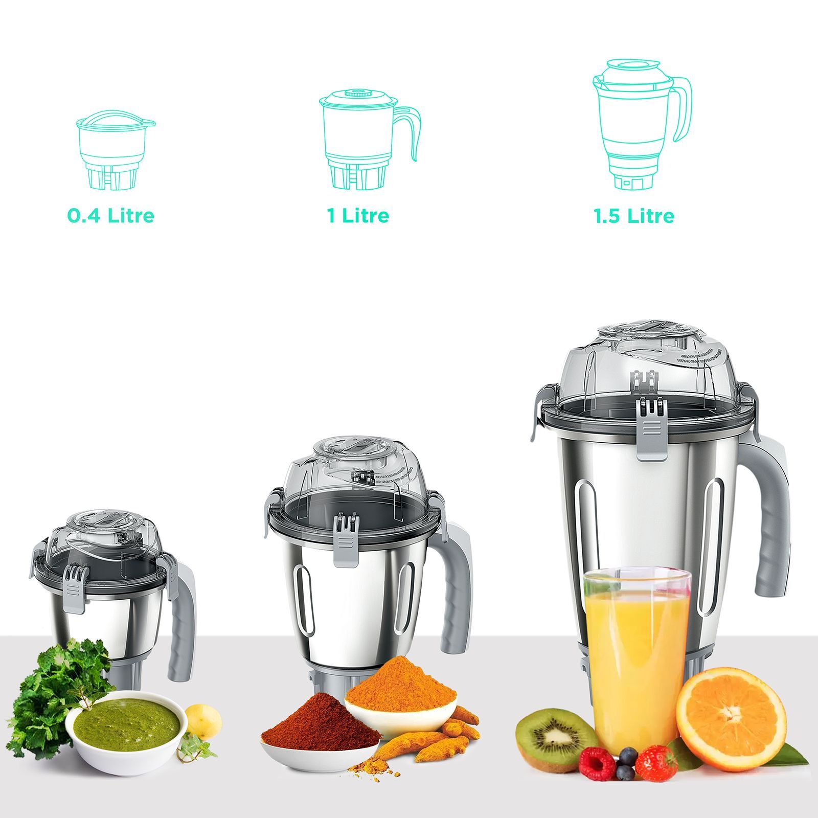 BOSCH TrueMixx Pro 1000 Watt 3 Jars Mixer Grinder (22000 RPM, Stone Pounding Technology, White)_4