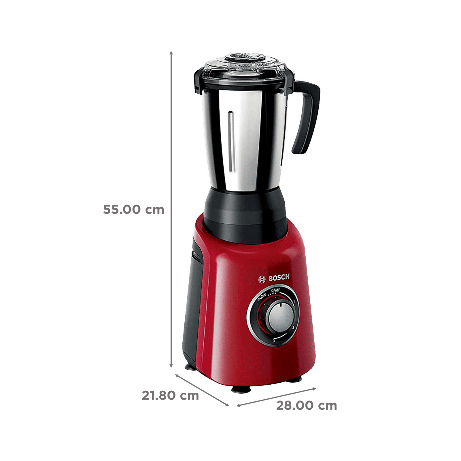 BOSCH TrueMixx Radiance 600 Watt 3 Jars Mixer Grinder (22000 RPM, Stone Pounding Technology, Red)_3
