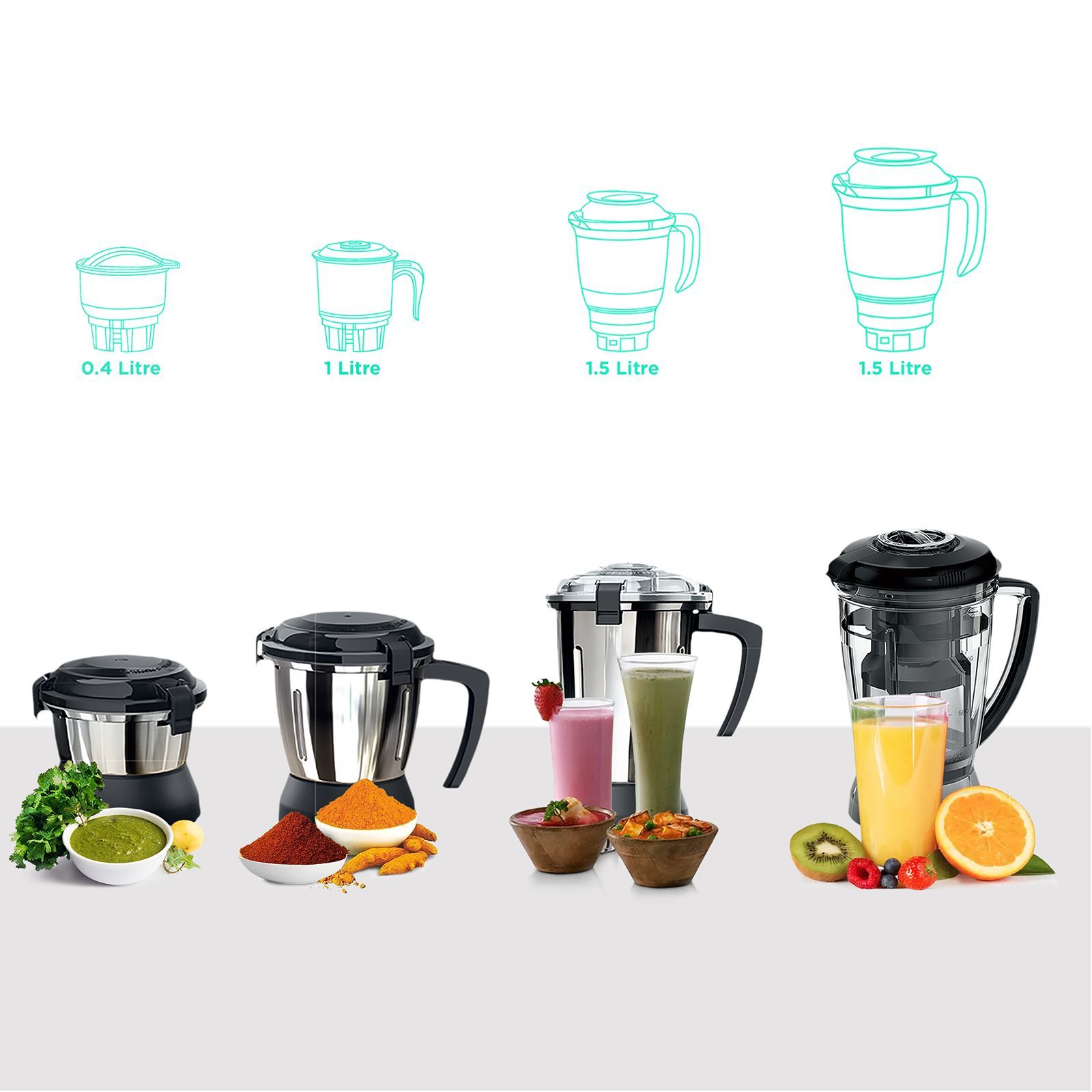 BOSCH TrueMixx Radiance 600 Watt 4 Jars Mixer Grinder (22000 RPM, HiFlux Motor, Black) BOSCH TrueMixx Radiance 600 Watt 4 Jars Mixer Grinder (22000 RPM, HiFlux Motor, Black)_4