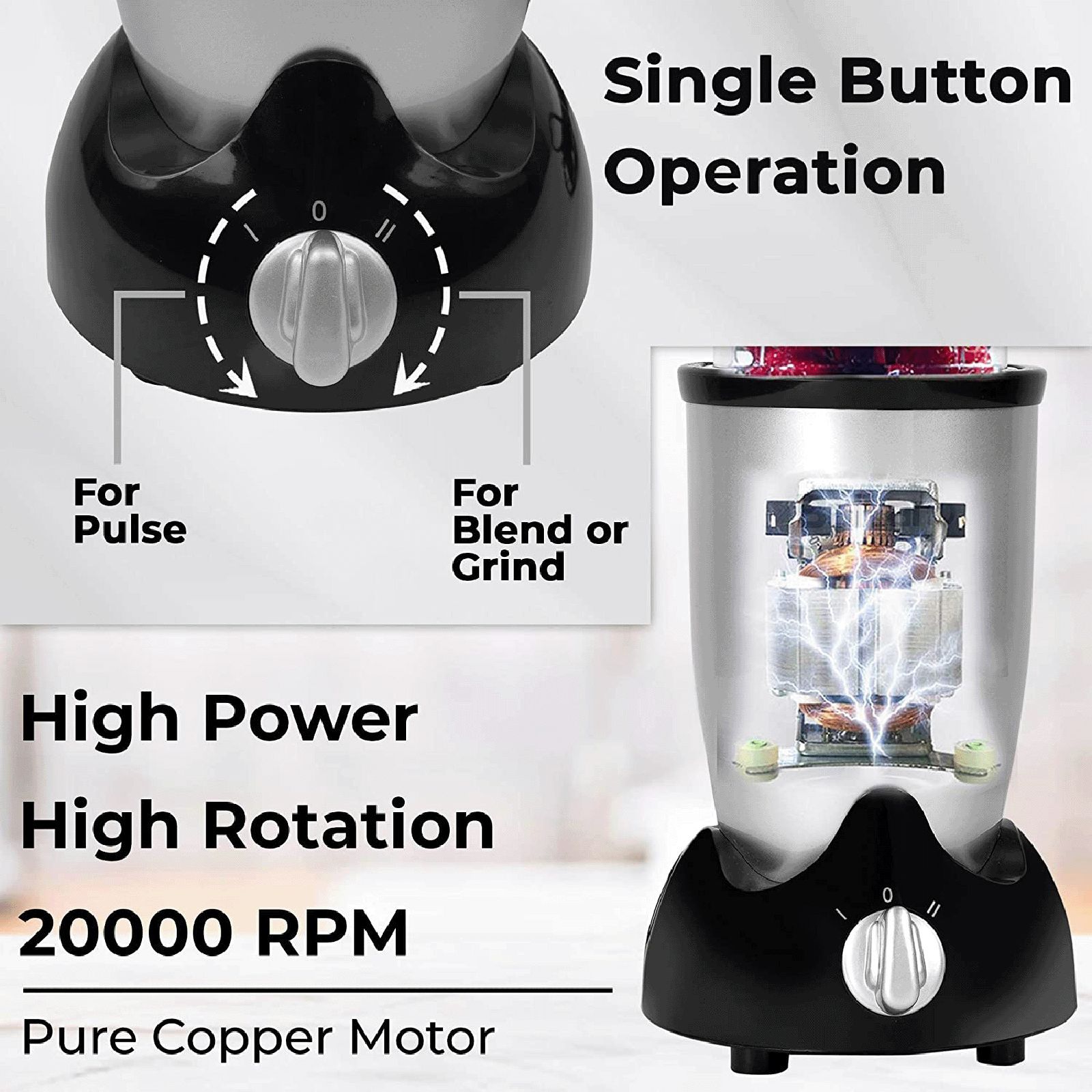 Balzano Nutri 500 Watt 2 Jars Blender (20000 RPM, Single Knob Operation, Silver) Balzano Nutri 500 Watt 2 Jars Blender (20000 RPM, Single Knob Operation, Silver)_16