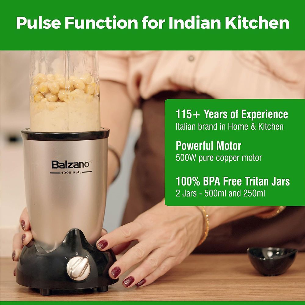 Balzano Nutri 500 Watt 2 Jars Blender (20000 RPM, Single Knob Operation, Silver) Balzano Nutri 500 Watt 2 Jars Blender (20000 RPM, Single Knob Operation, Silver)_6