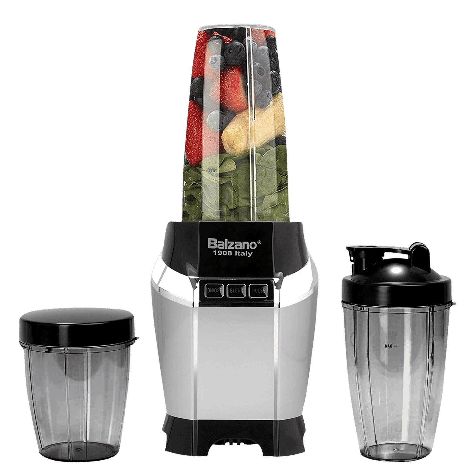 Balzano Nutri 1200 Watt 3 Jars Blender (28000 RPM, Advanced One Touch Operation, Silver)_1