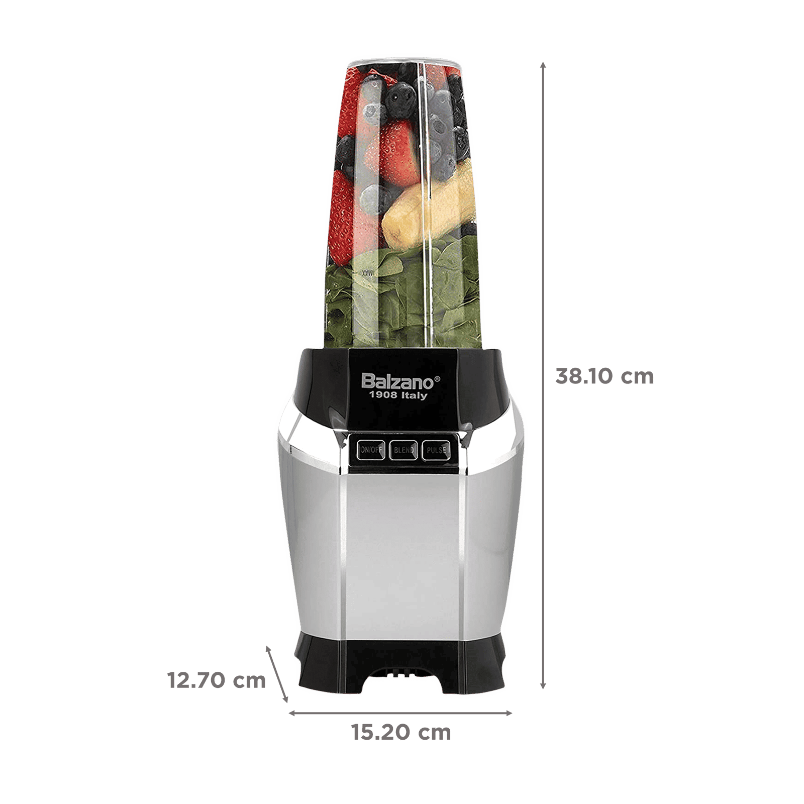 Balzano Nutri 1200 Watt 3 Jars Blender (28000 RPM, Advanced One Touch Operation, Silver)_3