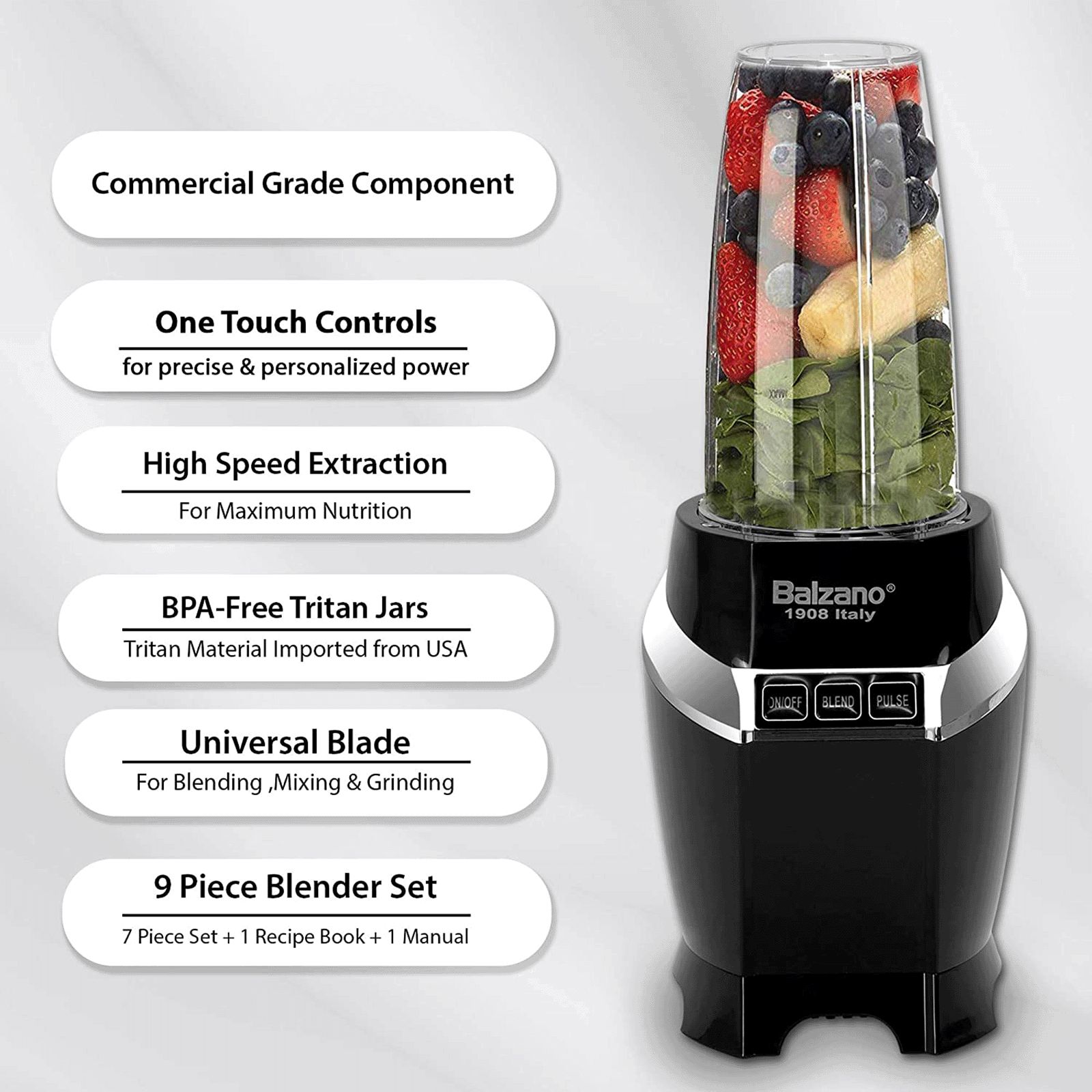 Balzano 1200 Watt 3 Jars Blender (28000 RPM, High Speed Operation, Black)_11