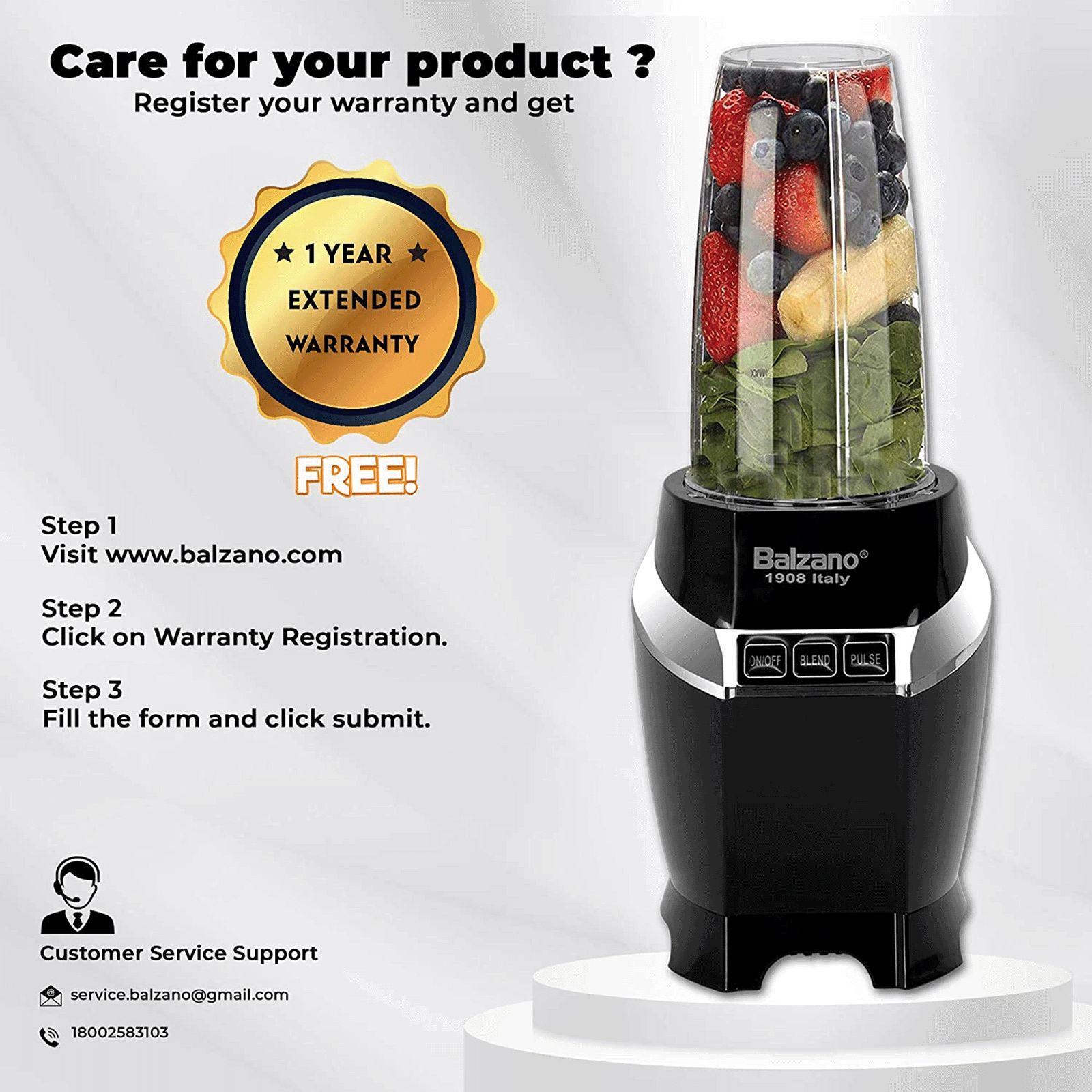 Balzano 1200 Watt 3 Jars Blender (28000 RPM, High Speed Operation, Black)_13