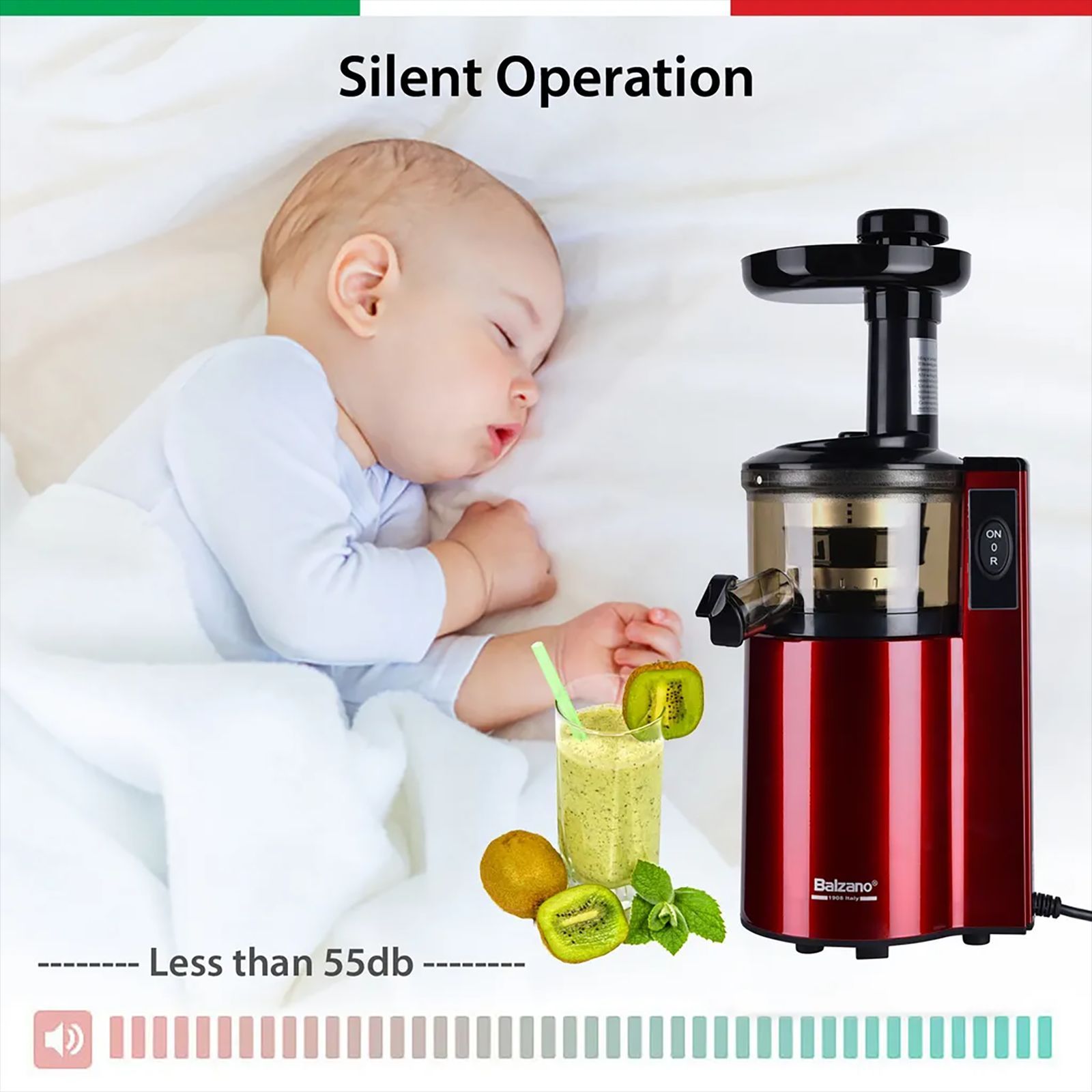 Balzano 180 Watt 1 Jar Cold Press Slow Juicer (55 RPM, Juicemax Technology, Red)_12