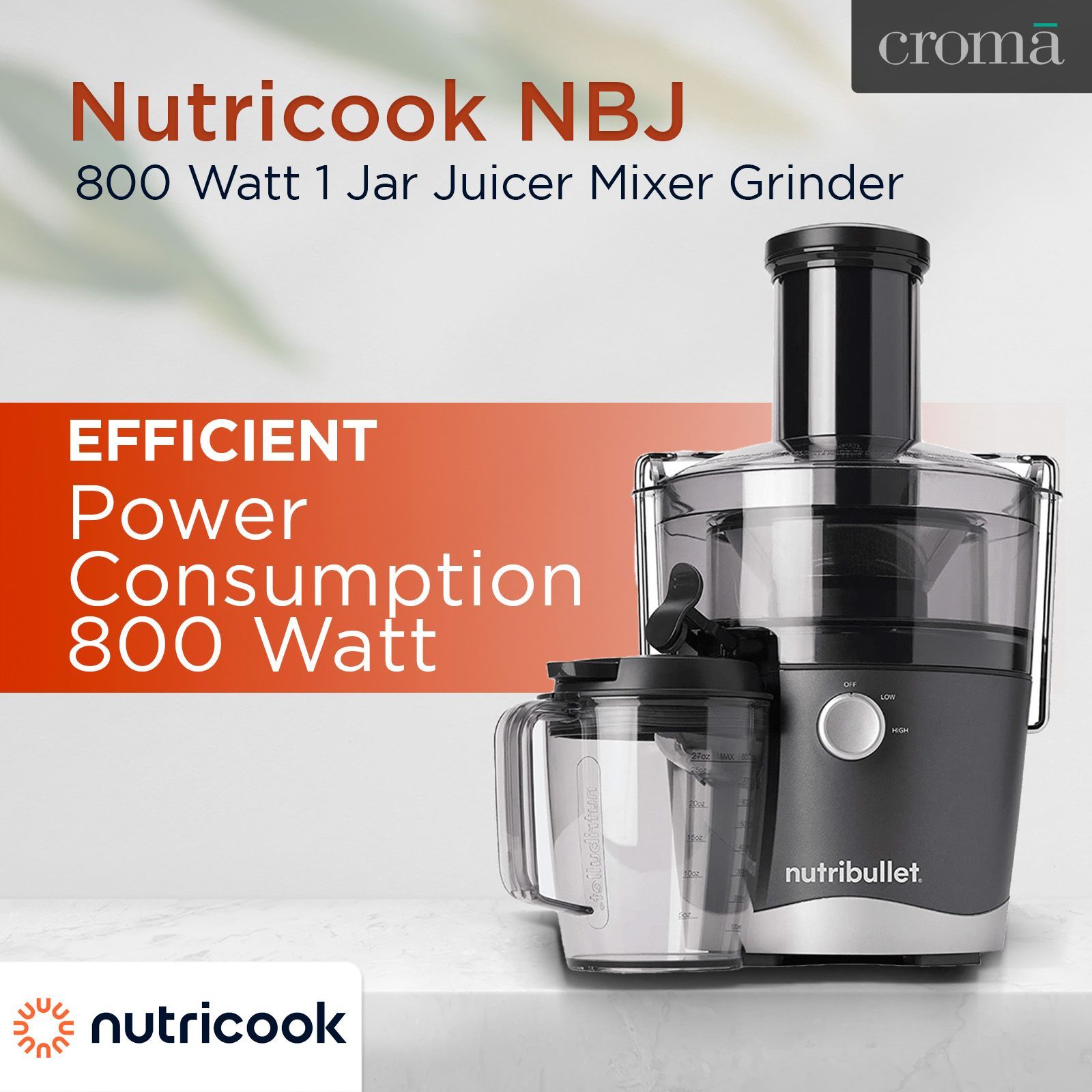 Nutricook NBJ-0801DG 800 Watt 1 Jar Juicer Mixer Grinder (Dishwasher Safe, Black)_16