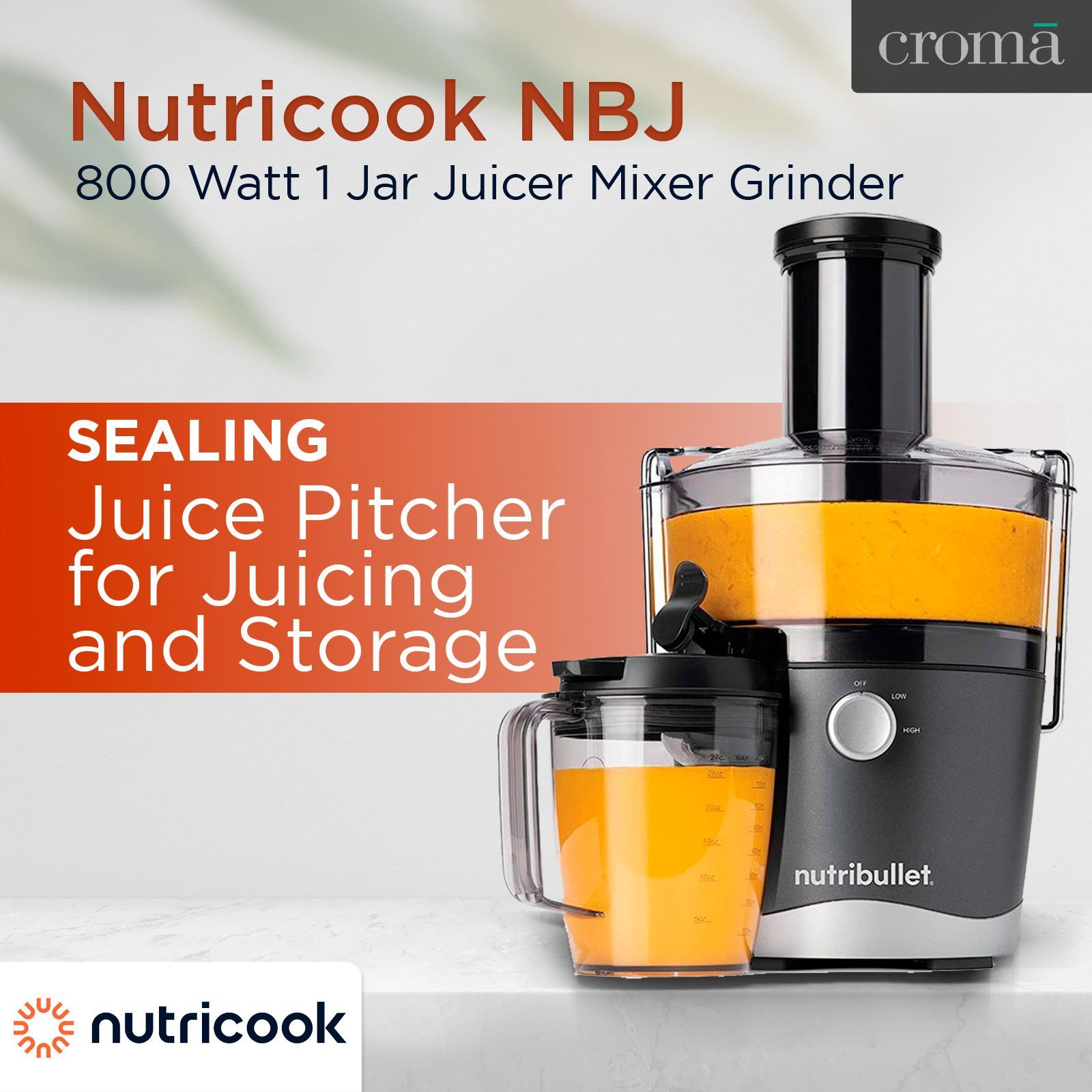 Nutricook NBJ-0801DG 800 Watt 1 Jar Juicer Mixer Grinder (Dishwasher Safe, Black)_19