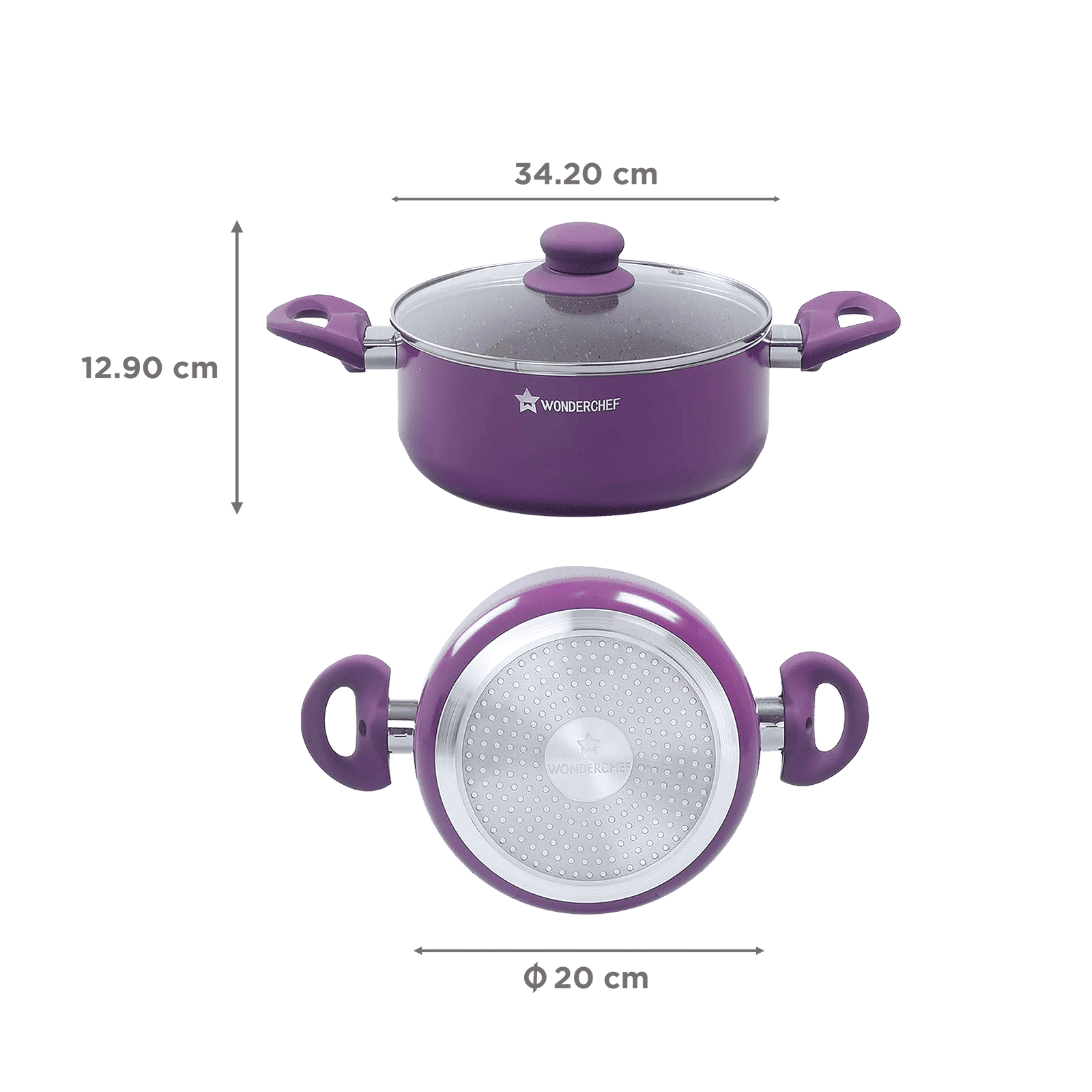 WONDERCHEF Royal Velvet Casserole with Lid (Non-Stick Coating, 63152349, Purple)_2