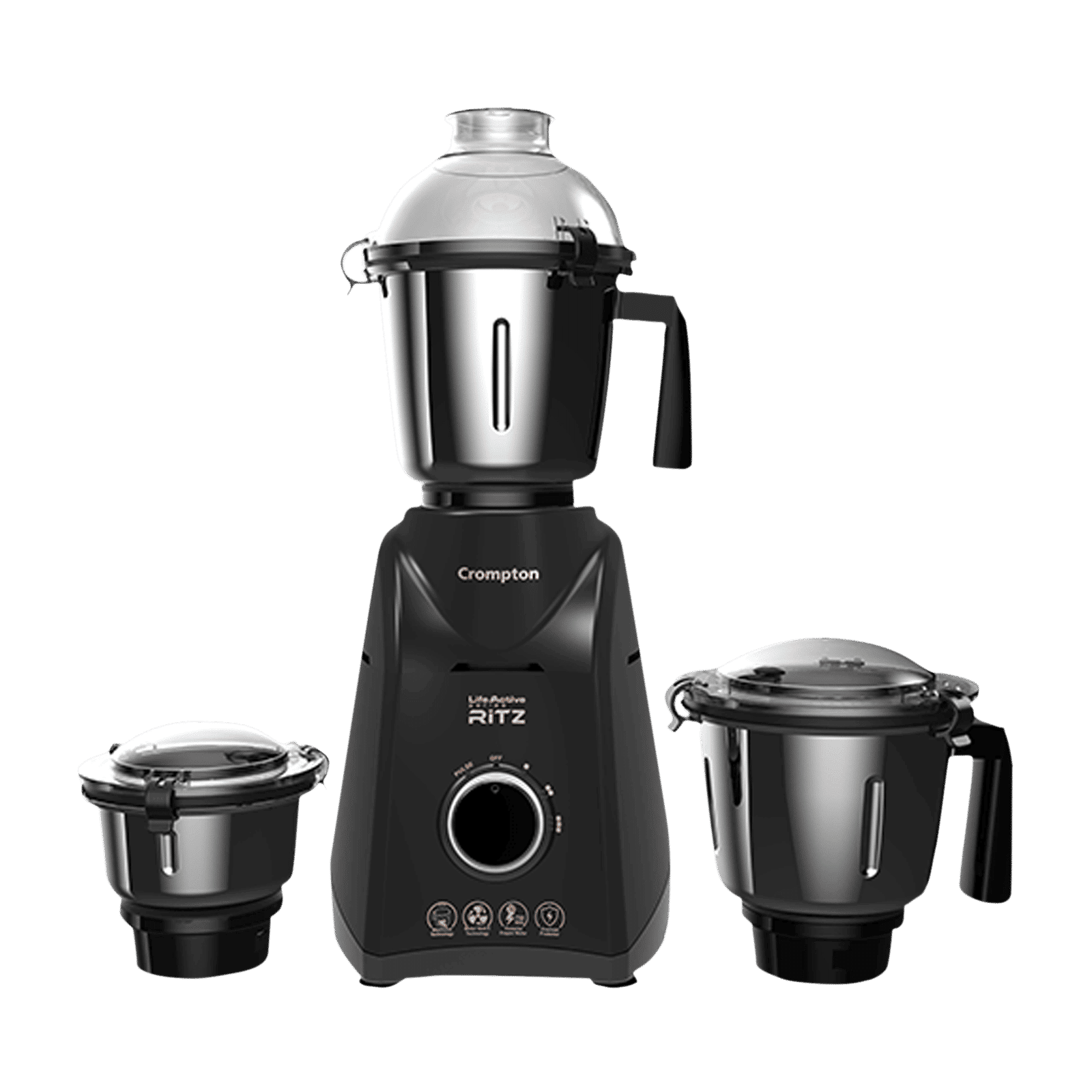 Crompton Ritz 750 Watt 3 Jars Mixer Grinder (MaxiGrind Technology, Black)_1