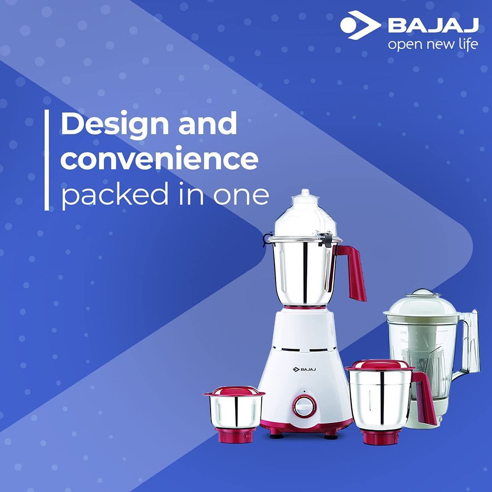 BAJAJ GX 4701 800 Watt 4 Jars Mixer Grinder (18000 RPM, Overload Protection, White & Red)_6