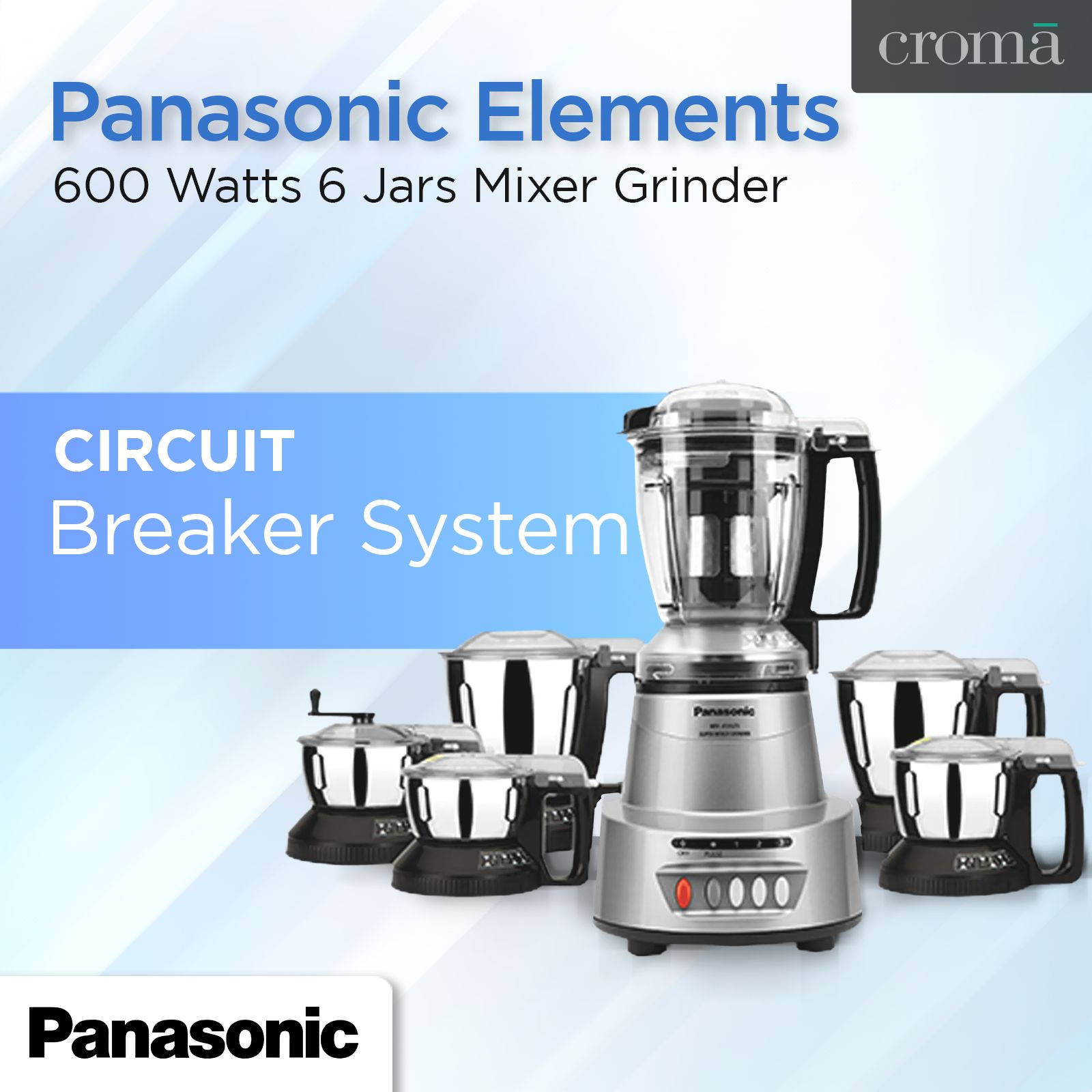 Panasonic Elements 600 Watts 6 Jars Mixer Grinder (Oil Seal Protection System, MX-AV625ES, Earthy Silver)_8