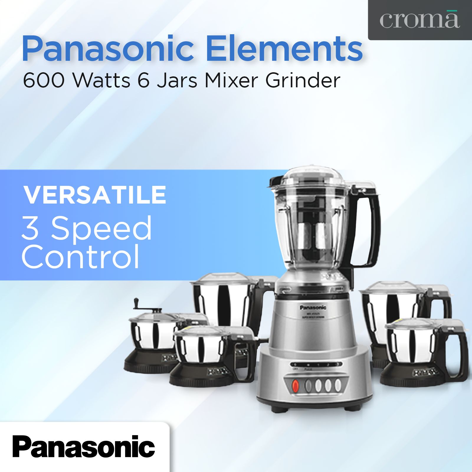 Panasonic Elements 600 Watts 6 Jars Mixer Grinder (Oil Seal Protection System, MX-AV625ES, Earthy Silver)_7