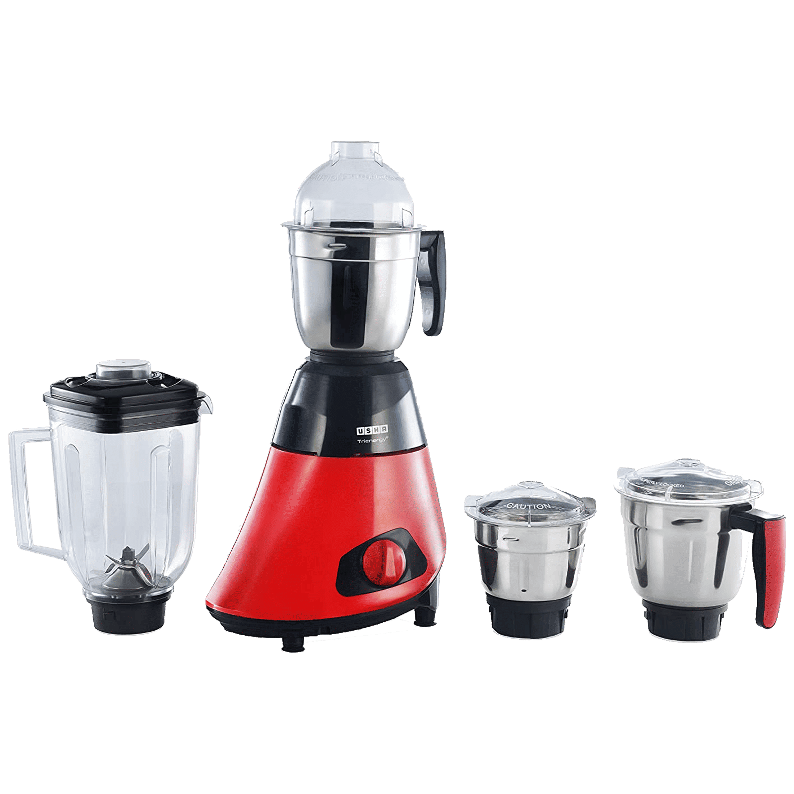 USHA Trienergy Plus 800 Watts 4 Jars Mixer Grinder (High Torque Copper Motor, TP800MX4, Red)_1