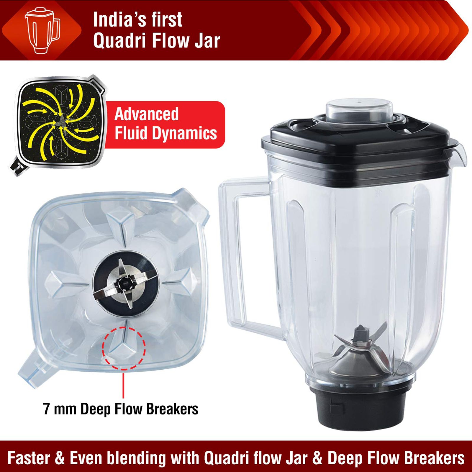 USHA Trienergy Plus 800 Watts 4 Jars Mixer Grinder (High Torque Copper Motor, TP800MX4, Red)_9