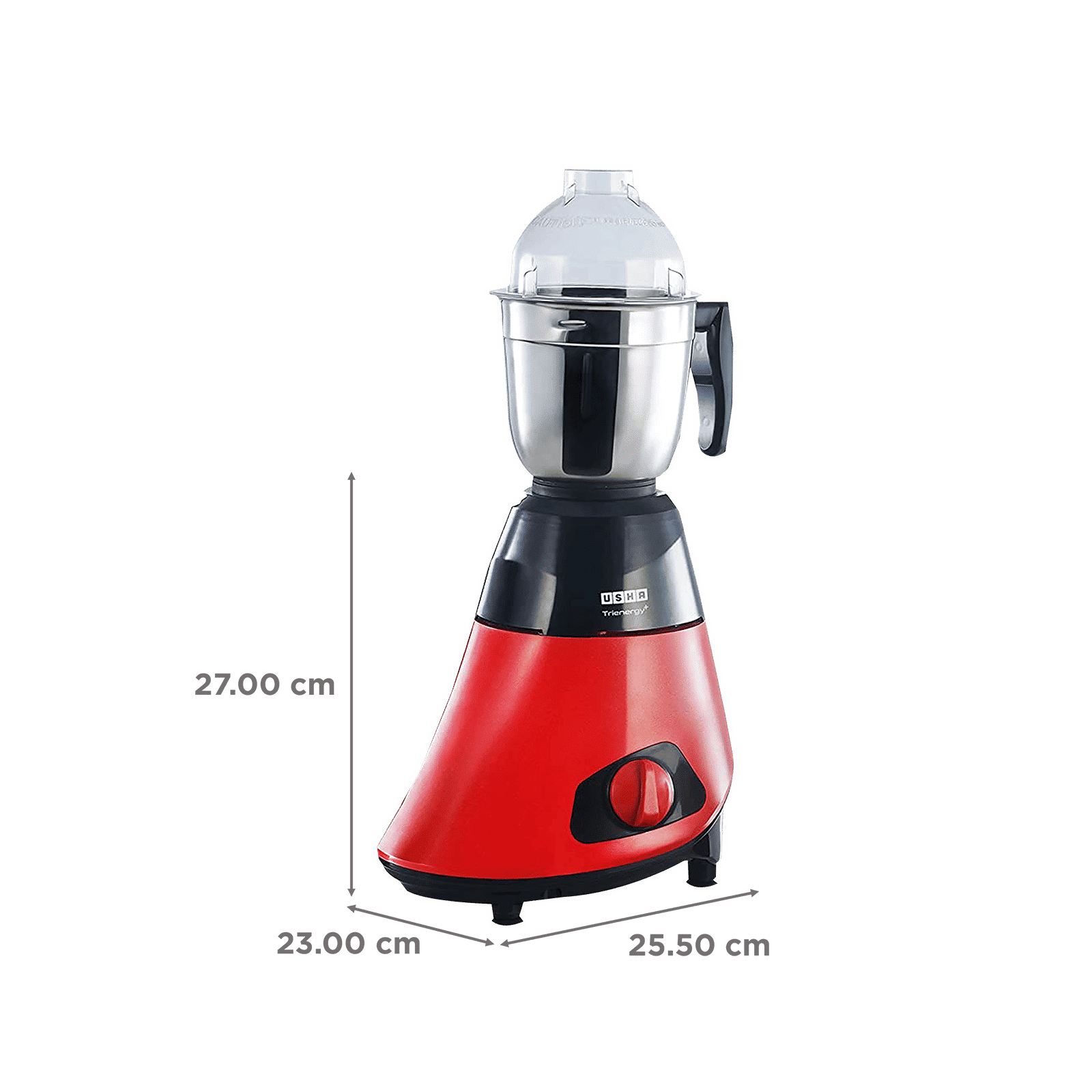 USHA Trienergy Plus 800 Watts 4 Jars Mixer Grinder (High Torque Copper Motor, TP800MX4, Red)_3