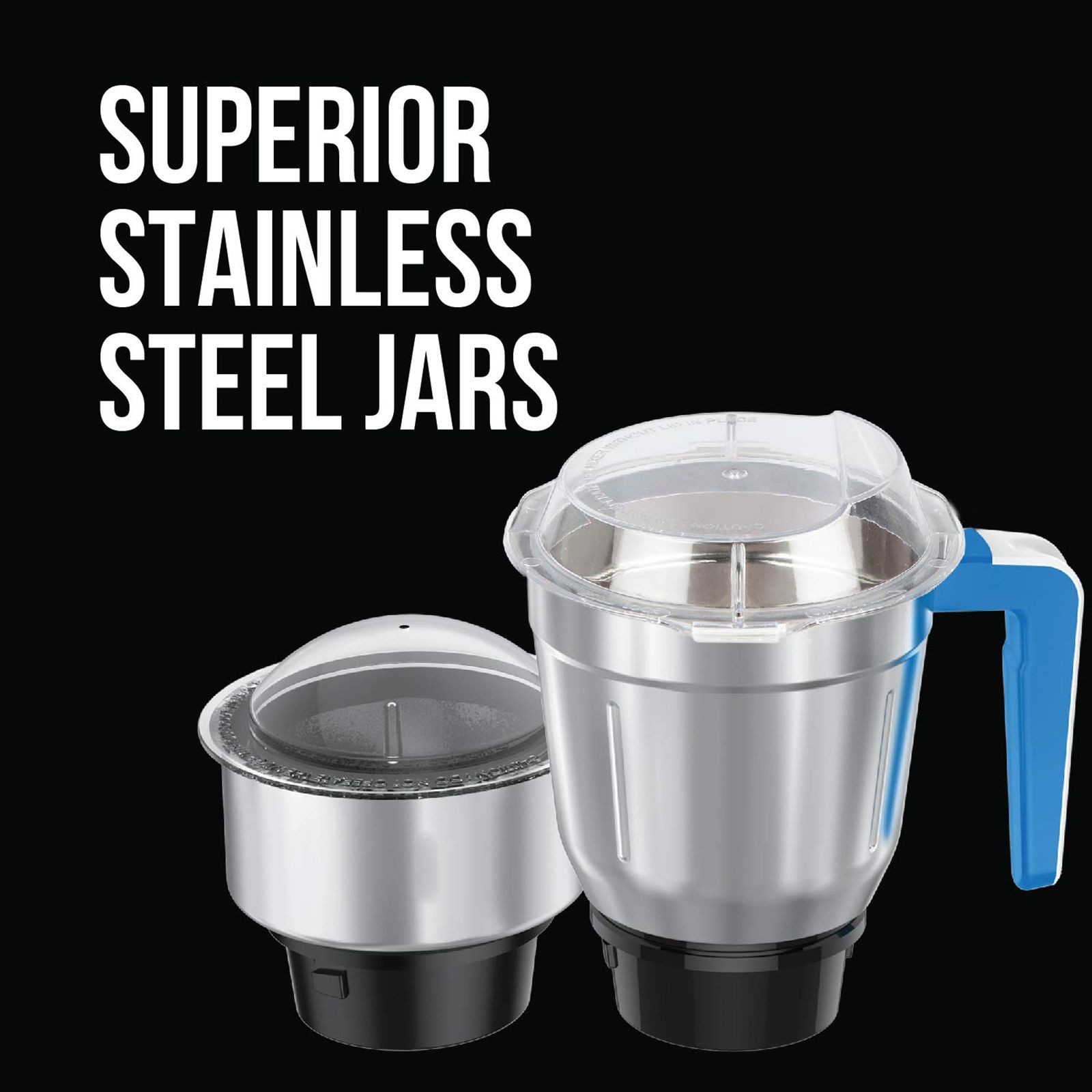 Havells Maxx Grind Plus 750 Watts 3 Jars Mixer Grinder (Transparent Polycarbonate Lid, GHFMGBKB075, Blue) Havells Maxx Grind Plus 750 Watts 3 Jars Mixer Grinder (Transparent Polycarbonate Lid, GHFMGBKB075, Blue)_3