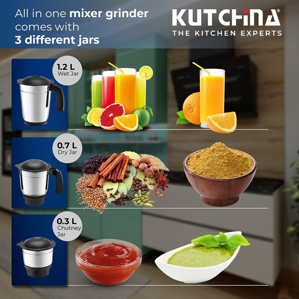 Kutchina MISI VICTOR 500 Watt 3 Jars Mixer Grinder (18000 RPM, Overload Protection, Red)_10