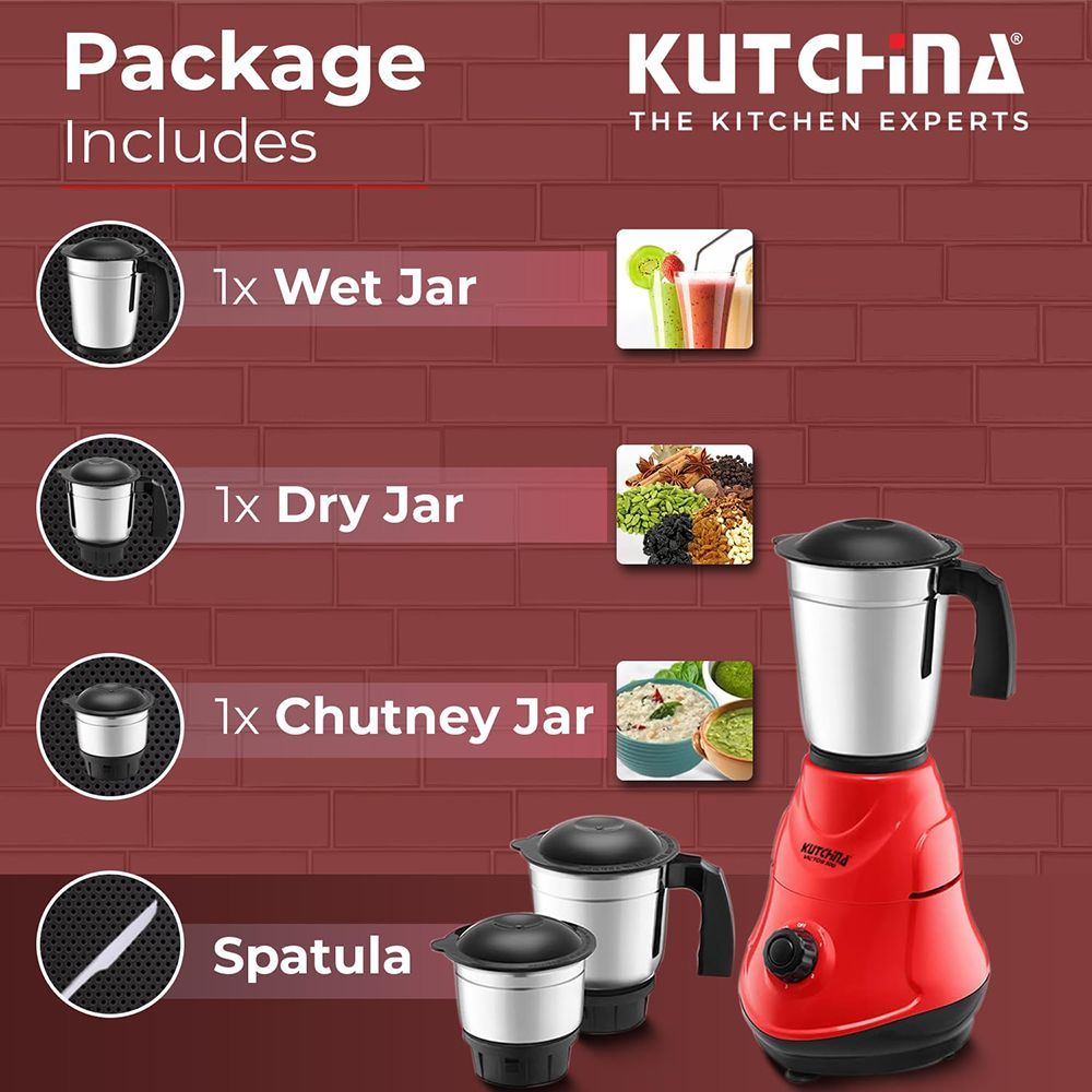 Kutchina MISI VICTOR 500 Watt 3 Jars Mixer Grinder (18000 RPM, Overload Protection, Red)_11