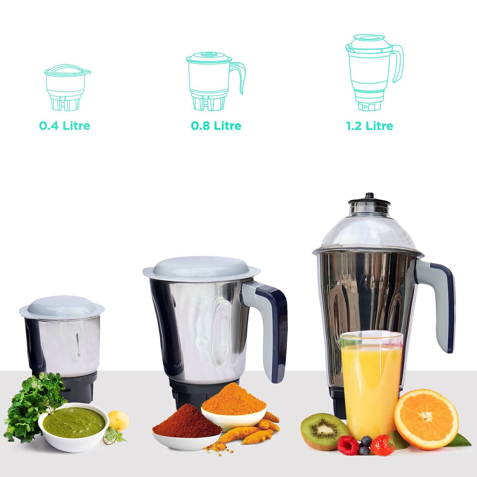 Kutchina MISI KARIZMA 750 Watt 3 Jars Mixer Grinder (18000 RPM, Anti Skid Feet, Blue)_4