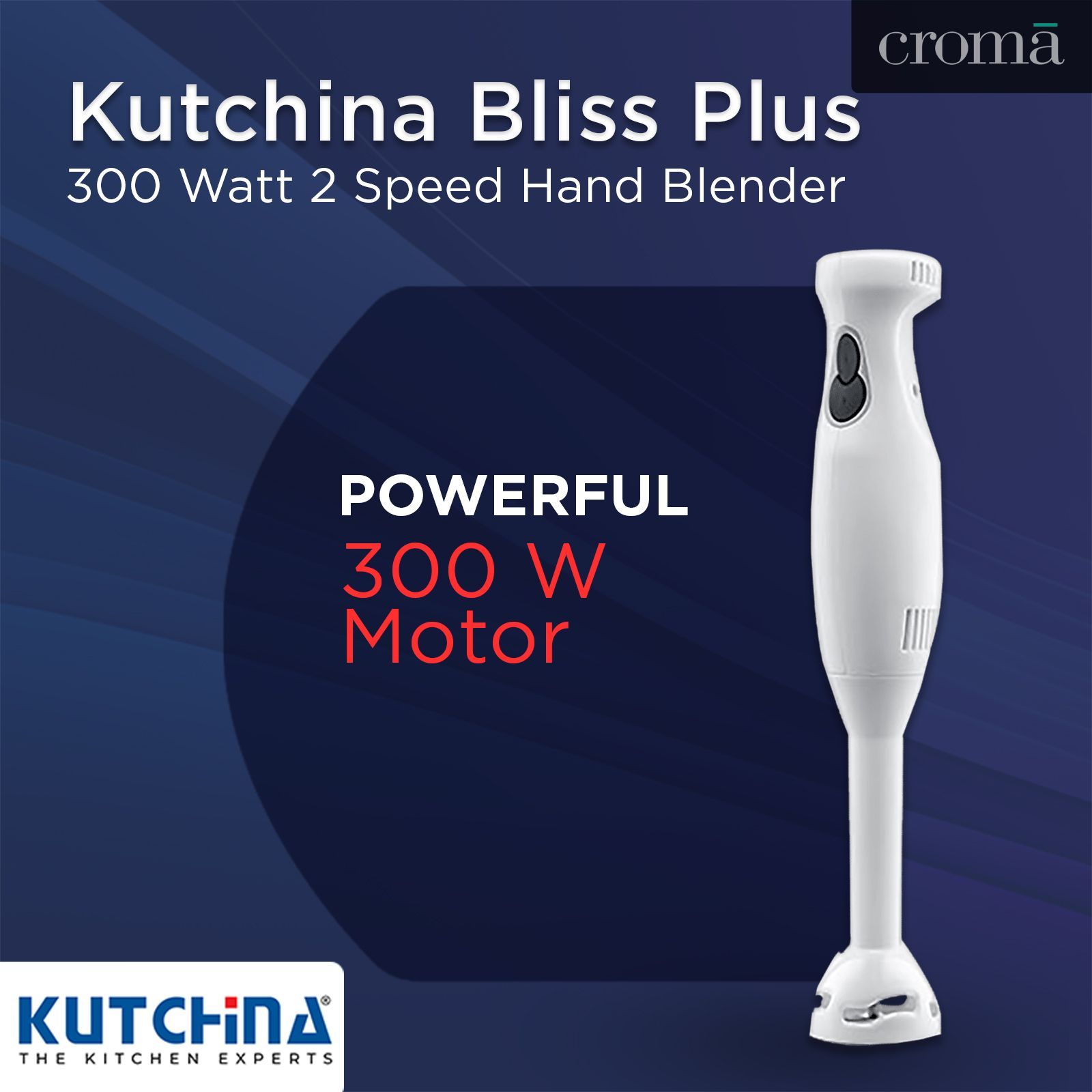 Kutchina Bliss Plus 300 Watt 2 Speed Hand Blender (Versatility & High Performance, White)_10