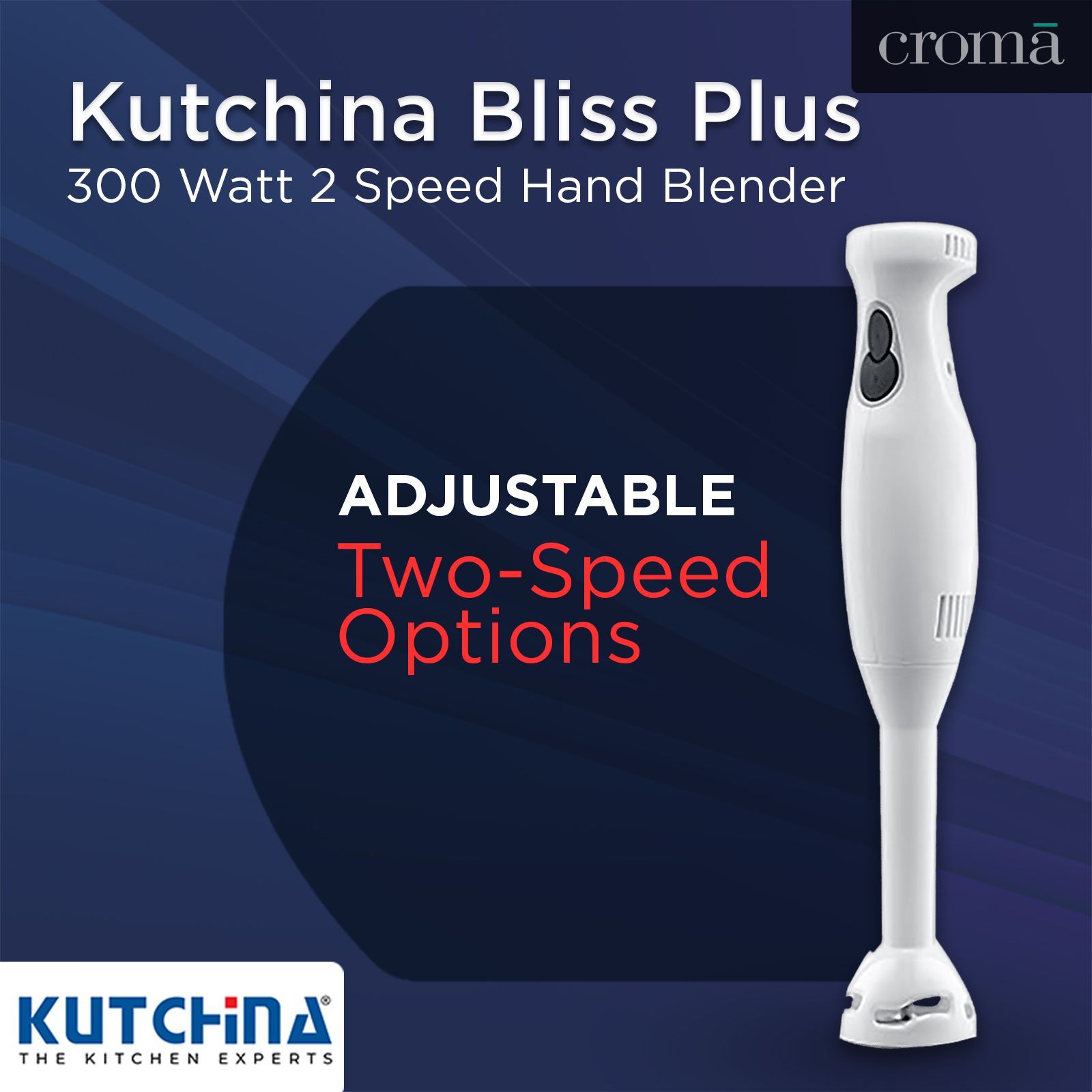 Kutchina Bliss Plus 300 Watt 2 Speed Hand Blender (Versatility & High Performance, White)_13