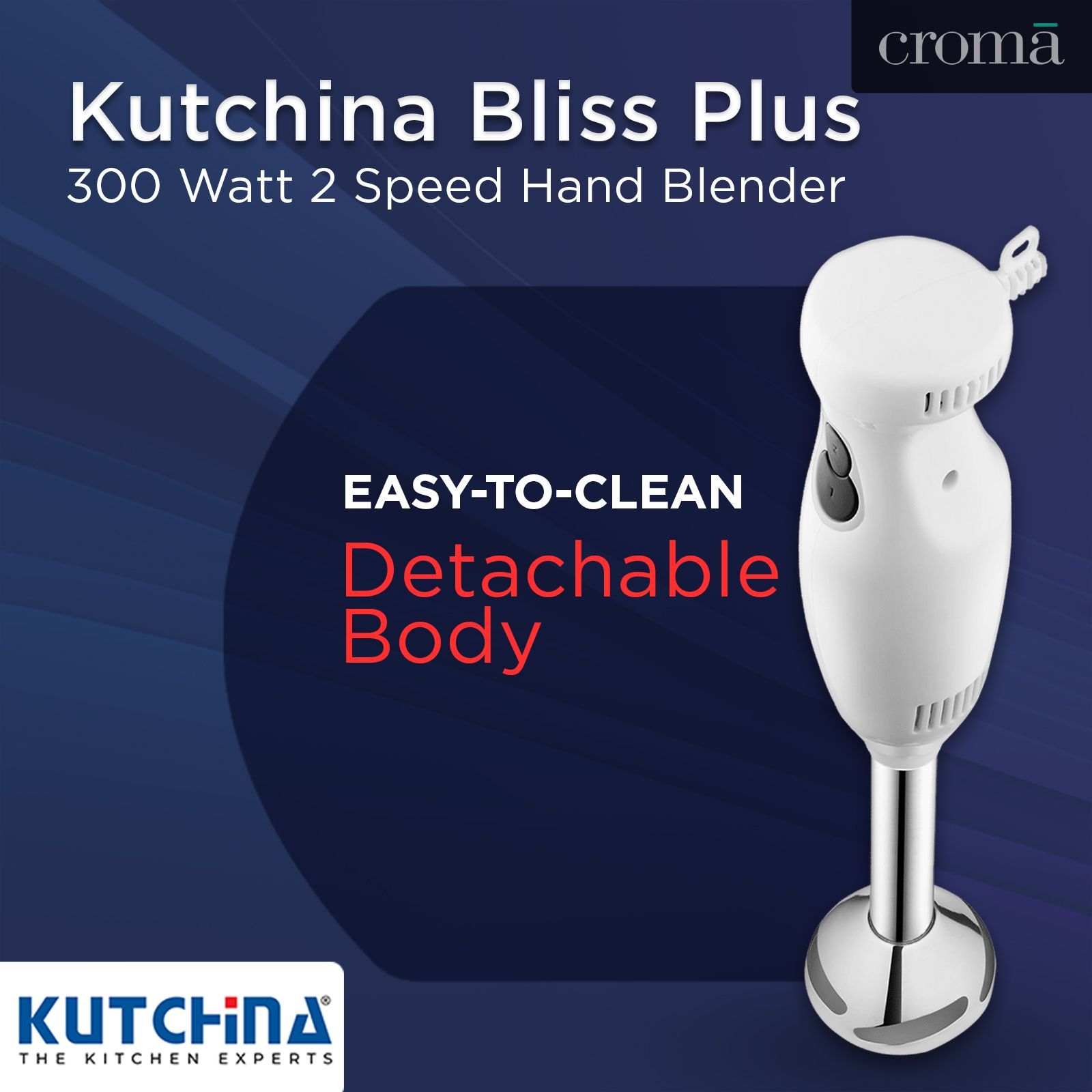 Kutchina Bliss Plus 300 Watt 2 Speed Hand Blender (Versatility & High Performance, White)_14