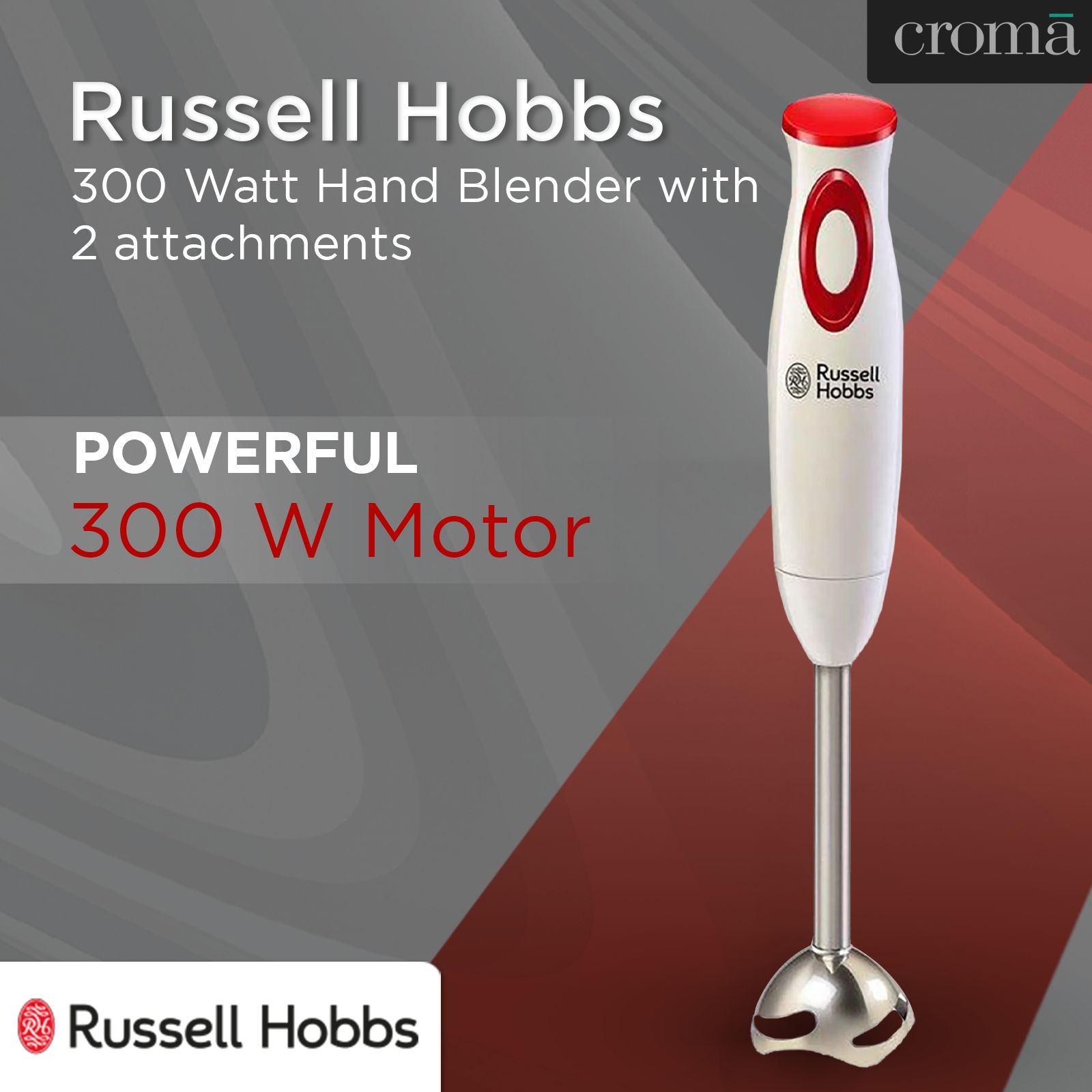 Russell Hobbs 300 Watt Hand Blender with 2 Attachments (Splash Free Design, White)_9