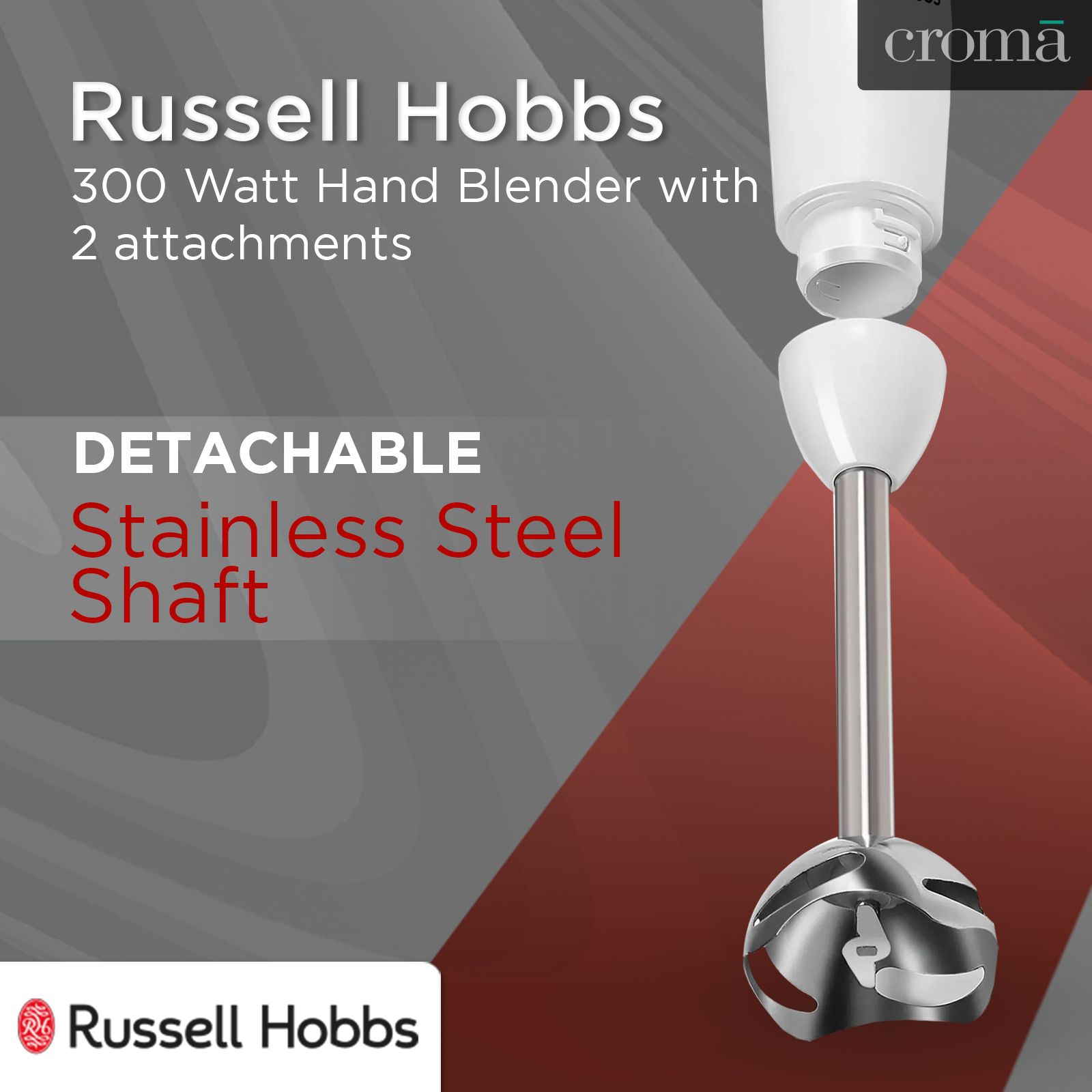Russell Hobbs 300 Watt Hand Blender with 2 Attachments (Splash Free Design, White)_11