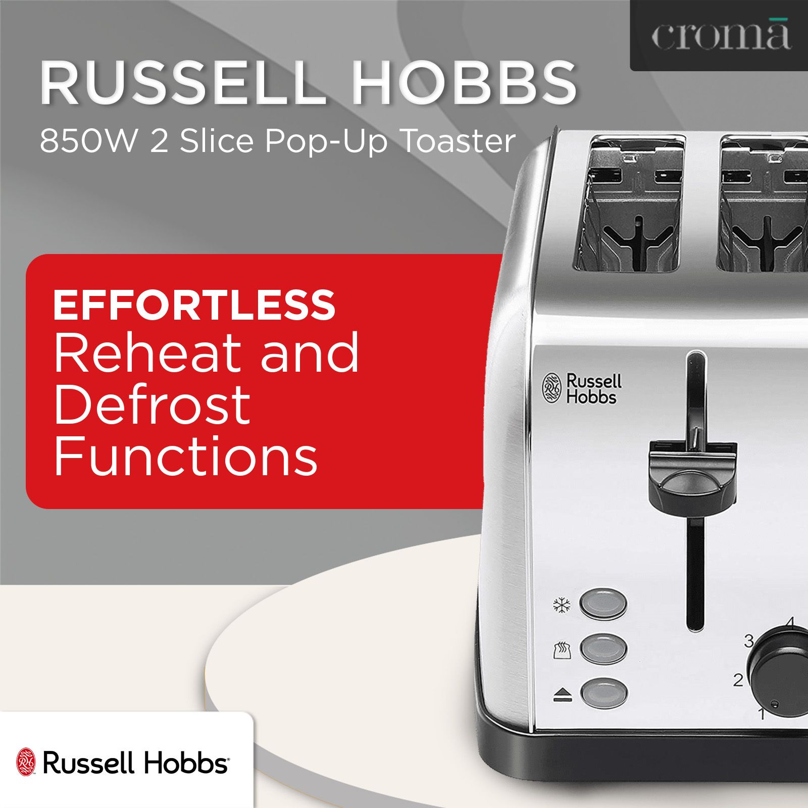 Russell Hobbs Futura 850W 2 Slice Pop-Up Toaster with Removable Crumb Tray (Silver) Russell Hobbs Futura 850W 2 Slice Pop-Up Toaster with Removable Crumb Tray (Silver)_12