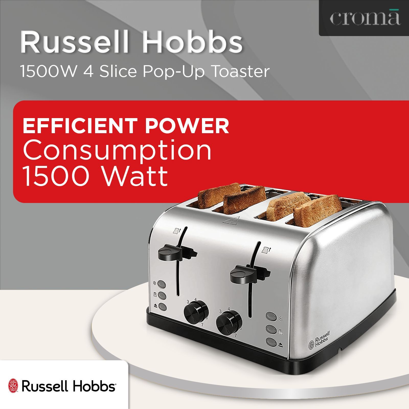 Russell Hobbs 1500W 4 Slice Pop-Up Toaster with Dual Browning Control (Silver) Russell Hobbs 1500W 4 Slice Pop-Up Toaster with Dual Browning Control (Silver)_12