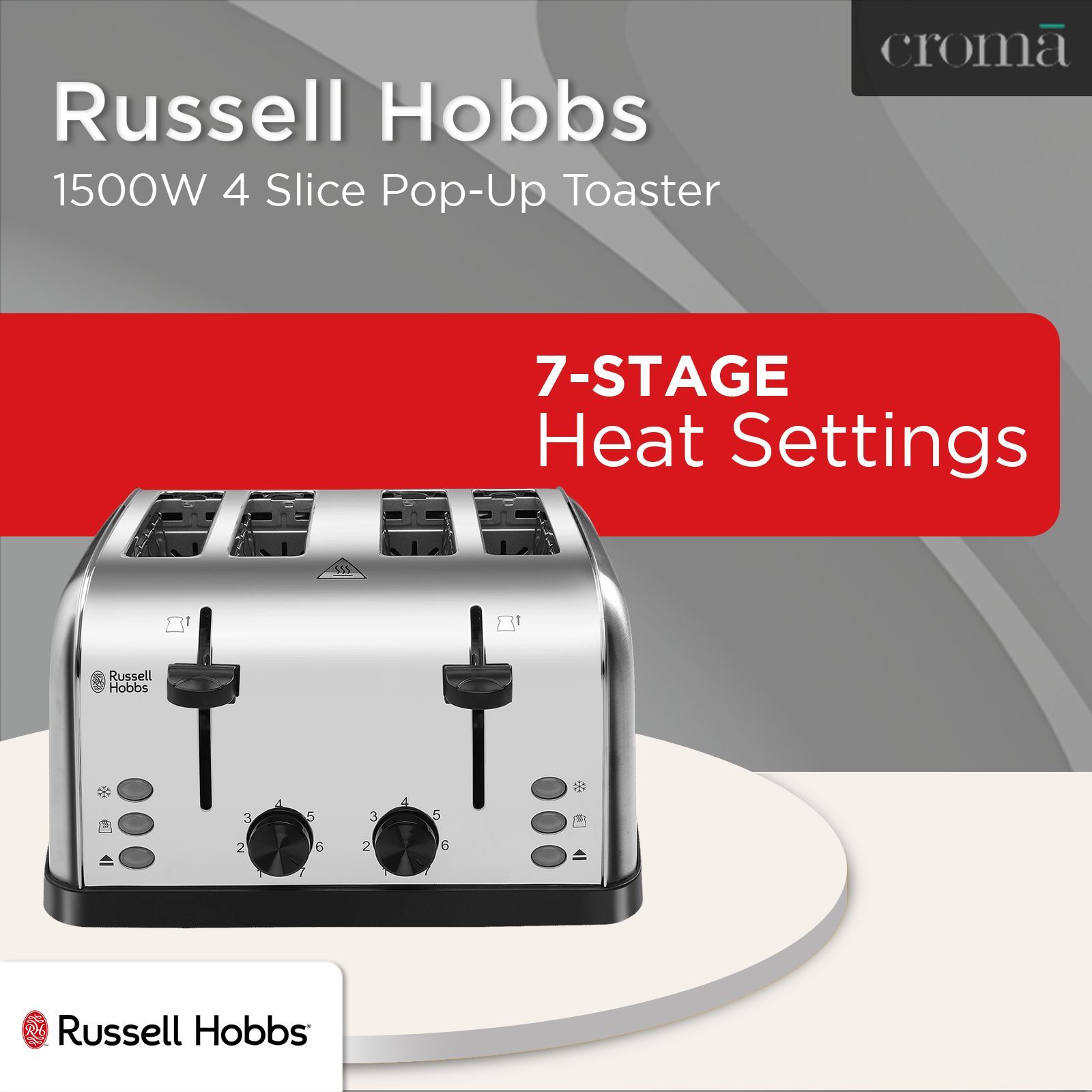 Russell Hobbs 1500W 4 Slice Pop-Up Toaster with Dual Browning Control (Silver) Russell Hobbs 1500W 4 Slice Pop-Up Toaster with Dual Browning Control (Silver)_13