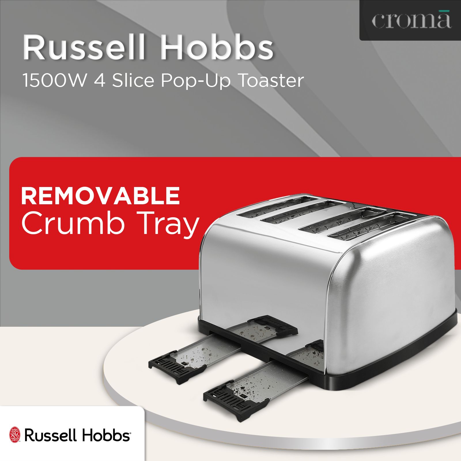 Russell Hobbs 1500W 4 Slice Pop-Up Toaster with Dual Browning Control (Silver) Russell Hobbs 1500W 4 Slice Pop-Up Toaster with Dual Browning Control (Silver)_14