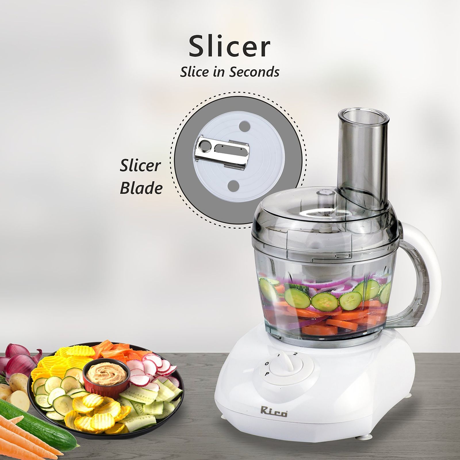 Rico Food Factory 400 Watt Food Processor with 2 Blades (White)_11