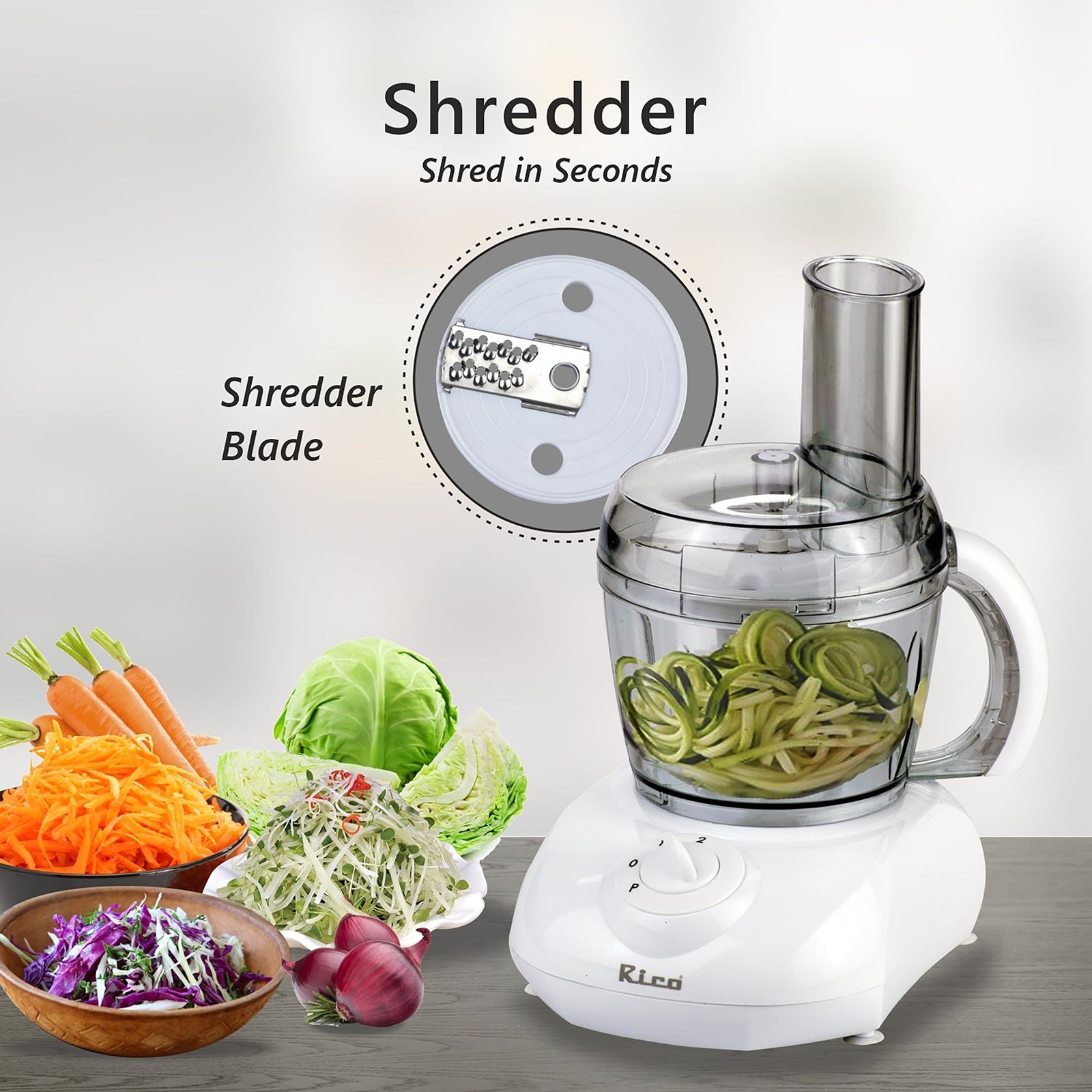 Rico Food Factory 400 Watt Food Processor with 2 Blades (White)_14