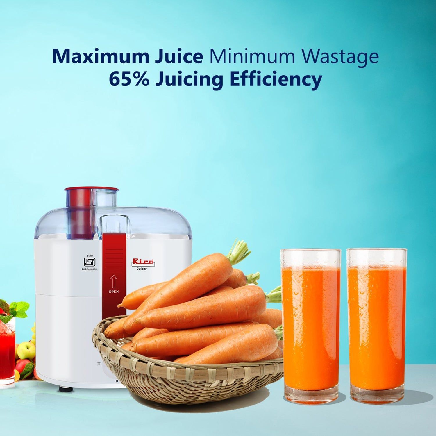 Rico 350 Watt Centrifugal Juicer (15000 RPM, Super Powerful Motor, White)_7