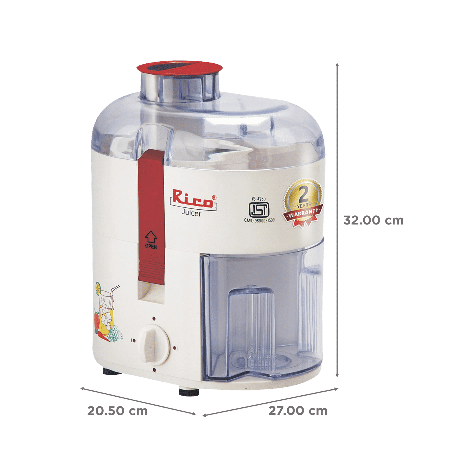 Rico 350 Watt Centrifugal Juicer (15000 RPM, Super Powerful Motor, White)_3
