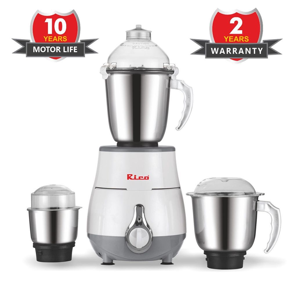 Rico 750 Watt 3 Jars Mixer Grinder (18000 RPM, Overload Protection, White)_6