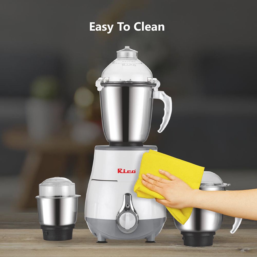 Rico 750 Watt 3 Jars Mixer Grinder (18000 RPM, Overload Protection, White)_9
