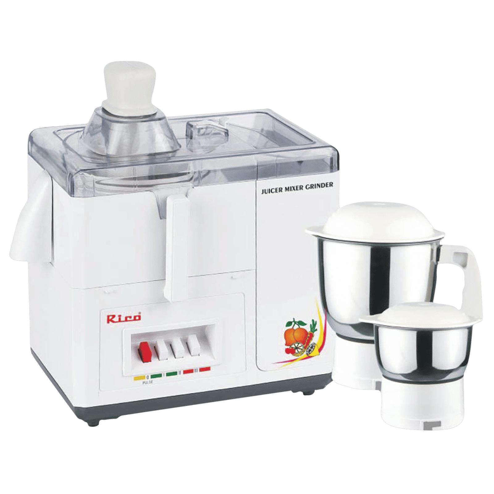 Rico 550 Watt 2 Jars Juicer Mixer Grinder (18000 RPM, Super Powerful Motor, White)_1