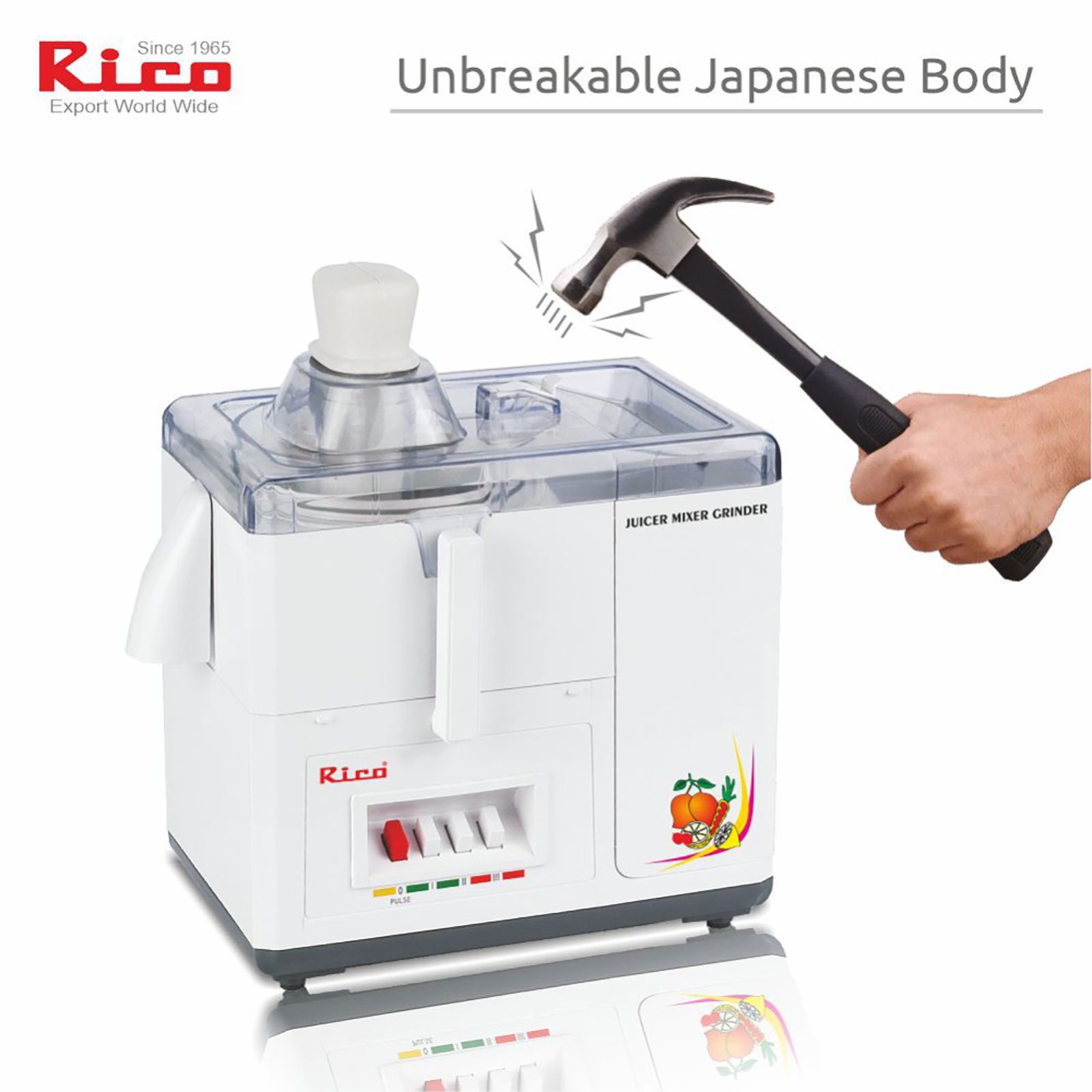 Rico 550 Watt 2 Jars Juicer Mixer Grinder (18000 RPM, Super Powerful Motor, White)_7